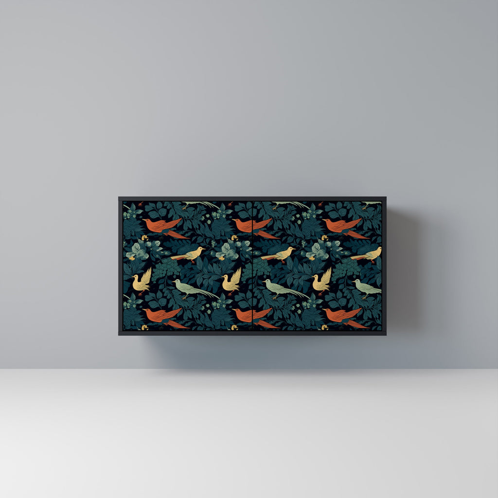 Buffet 2 portes FOWL ORNAMENT en finition noire