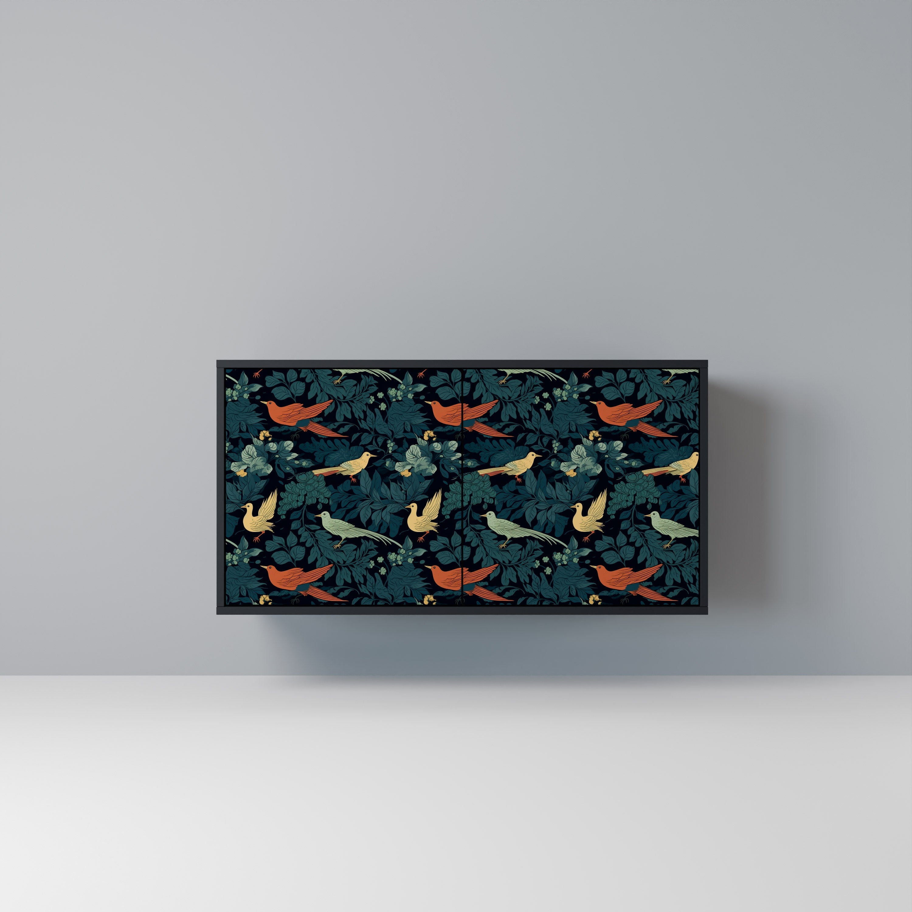 Buffet 2 portes FOWL ORNAMENT en finition noire