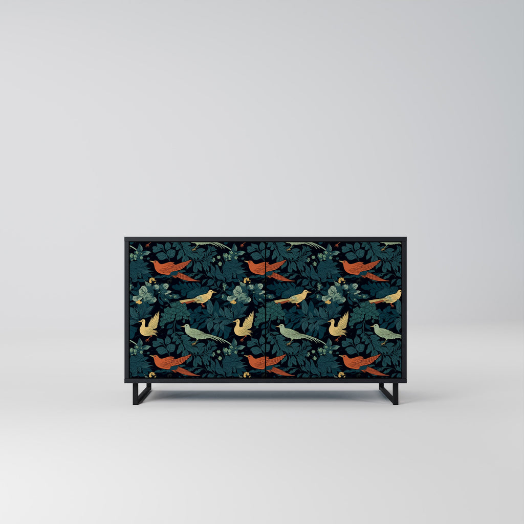 Buffet 2 portes FOWL ORNAMENT en finition noire