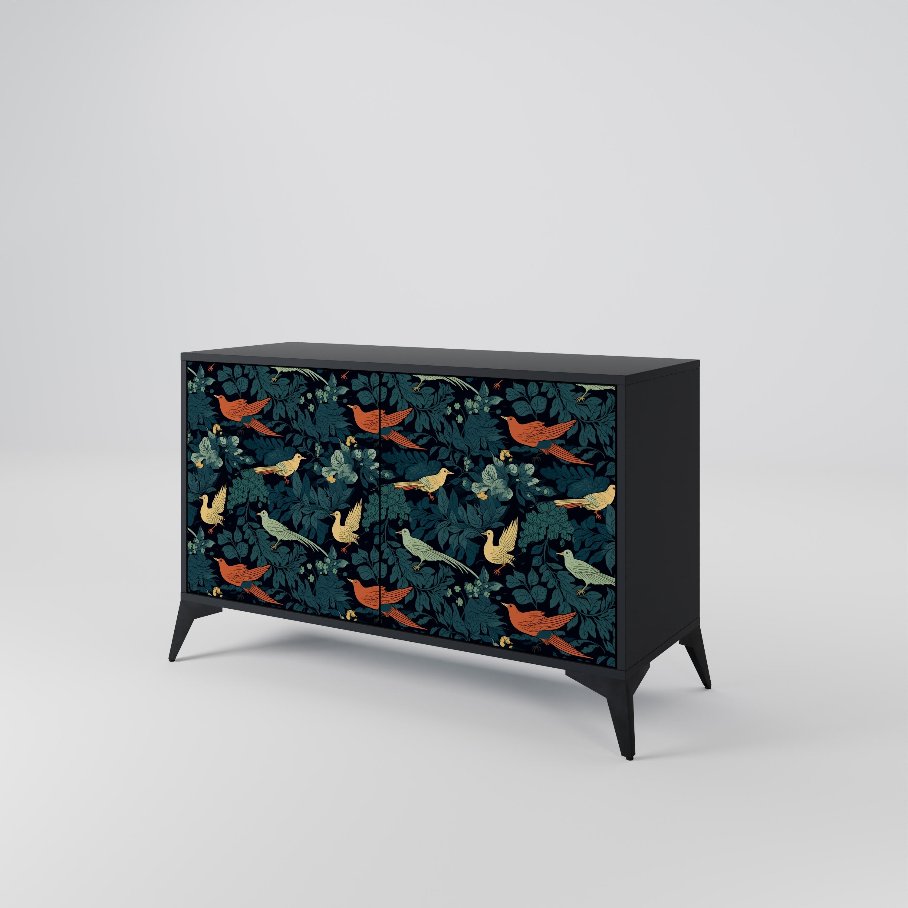 Buffet 2 portes FOWL ORNAMENT en finition noire