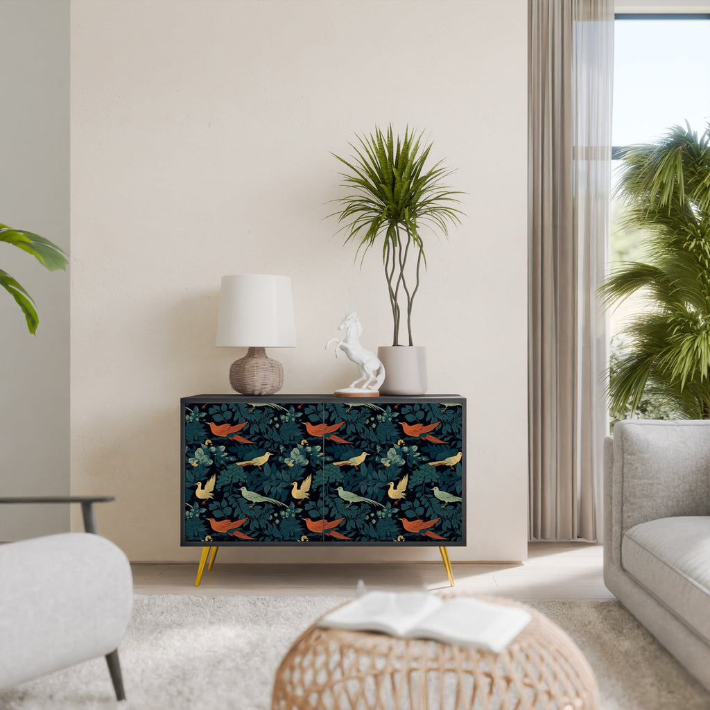 Buffet 2 portes FOWL ORNAMENT en finition noire