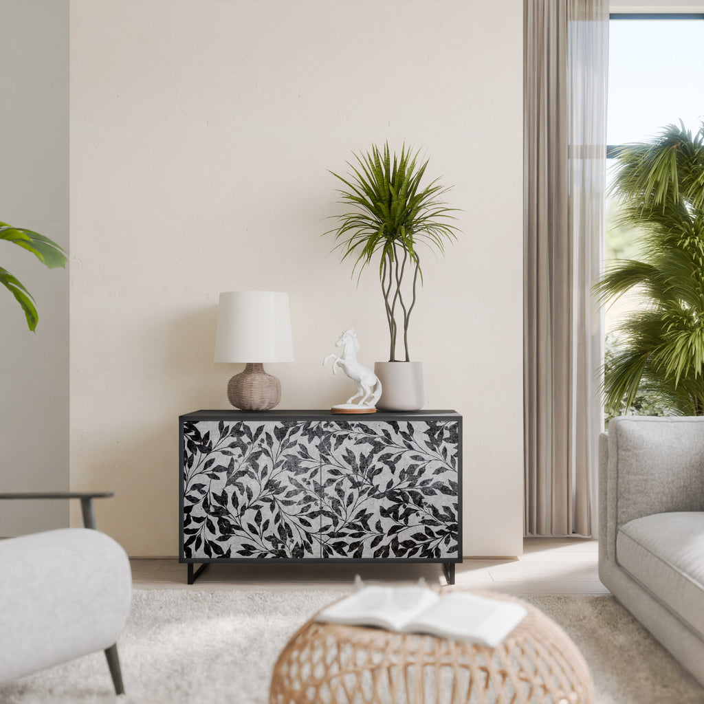 Buffet 2 portes CHARCOAL SPROUT en finition noire