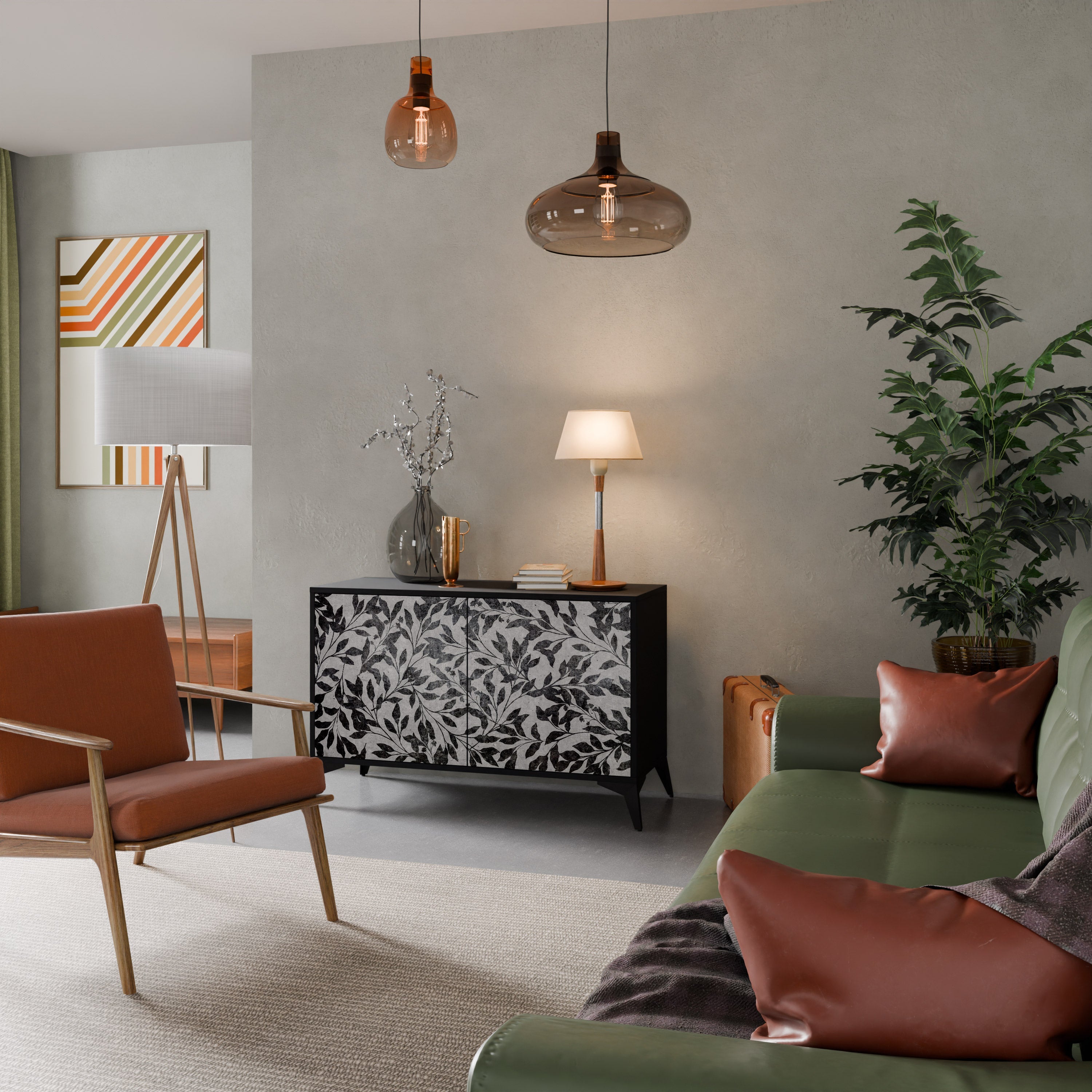 Buffet 2 portes CHARCOAL SPROUT en finition noire