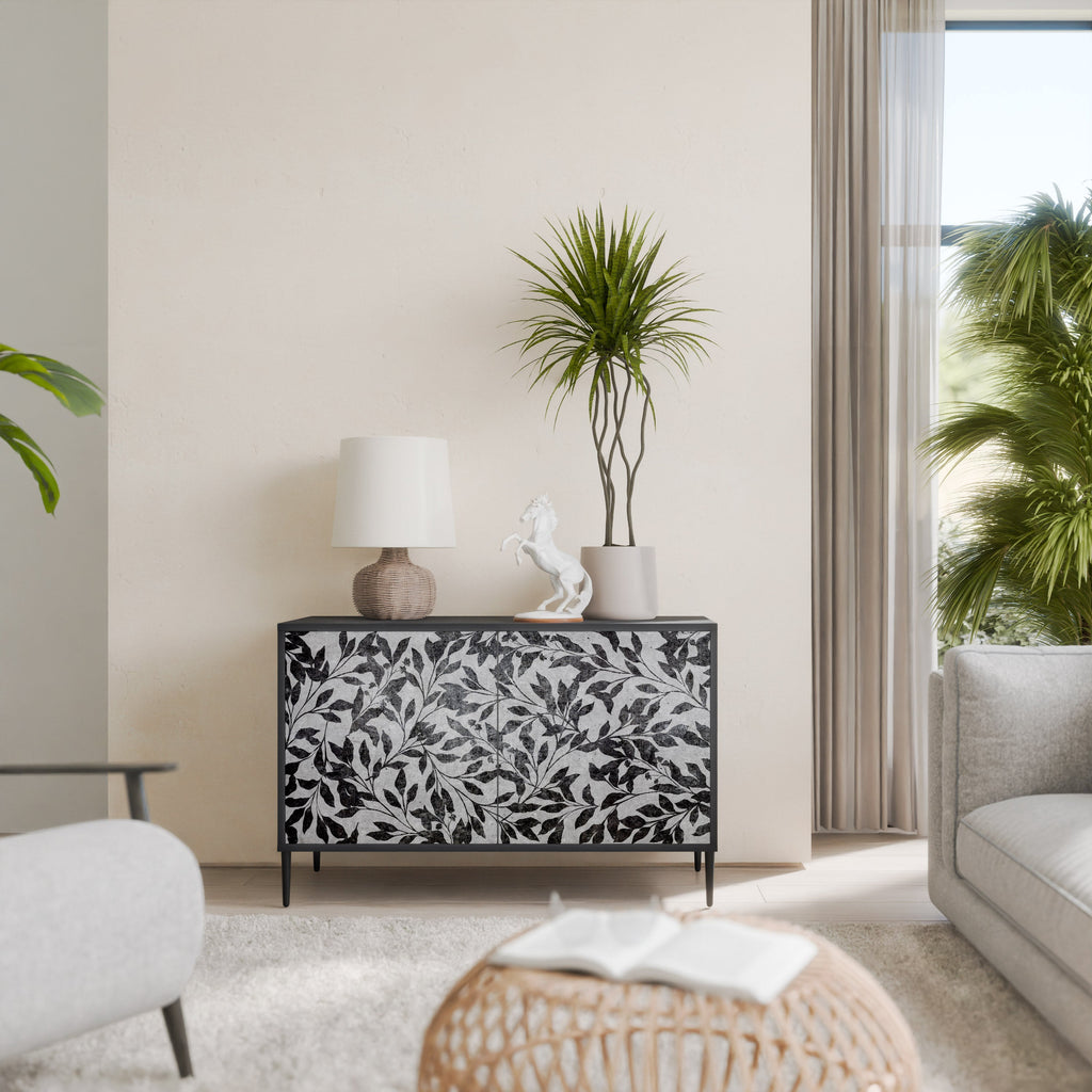 Buffet 2 portes CHARCOAL SPROUT en finition noire