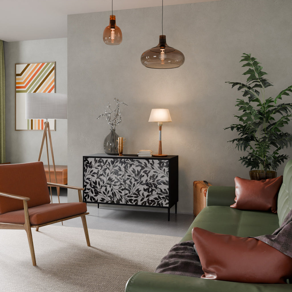 Buffet 2 portes CHARCOAL SPROUT en finition noire