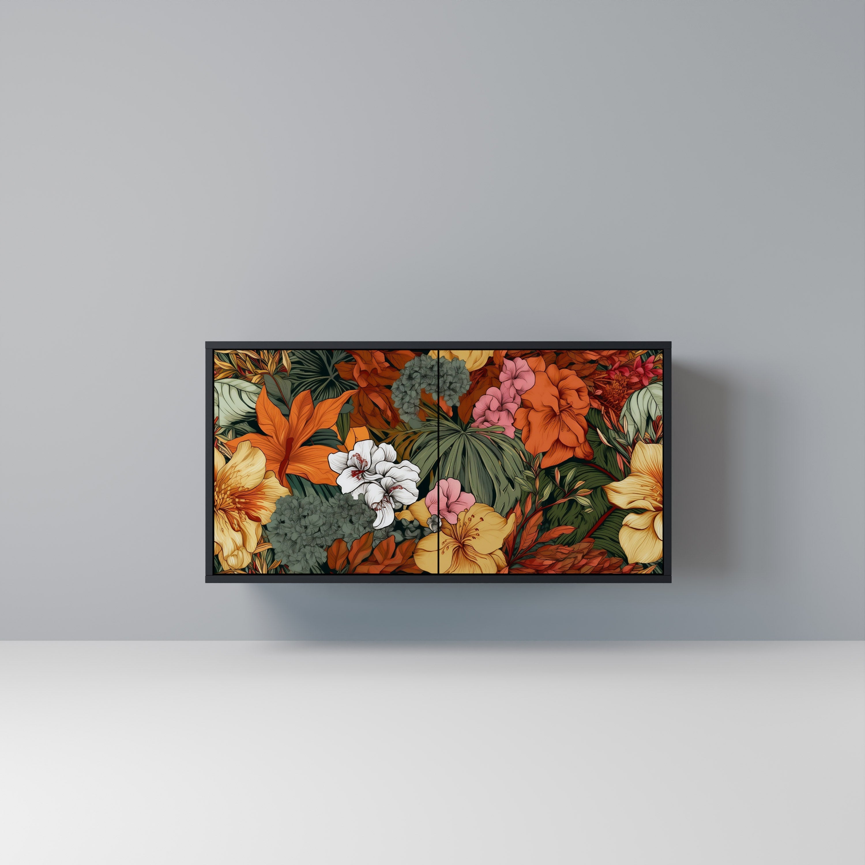 Buffet 2 portes RADIANT FLORA finition noire