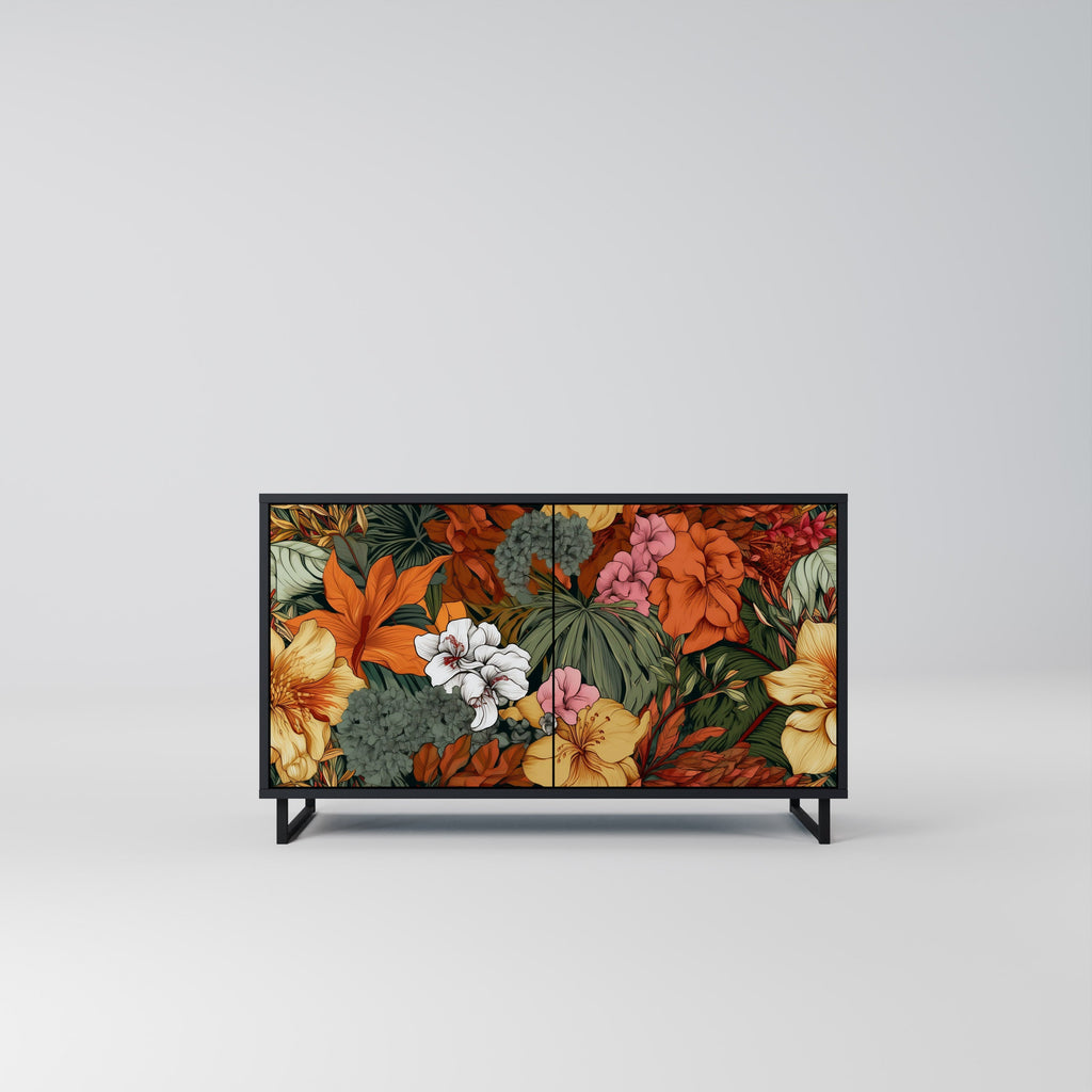 Buffet 2 portes RADIANT FLORA finition noire