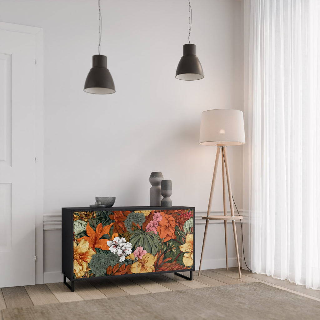 Buffet 2 portes RADIANT FLORA finition noire
