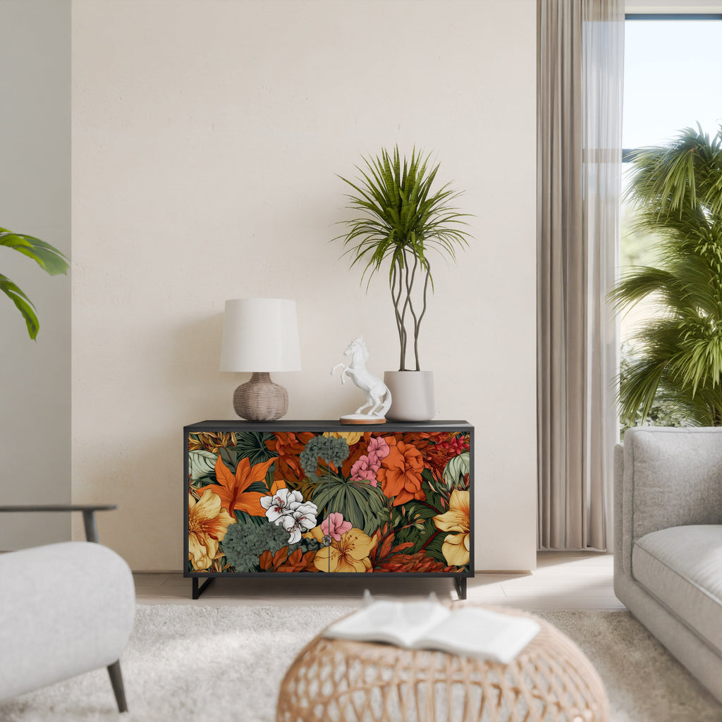 Buffet 2 portes RADIANT FLORA finition noire