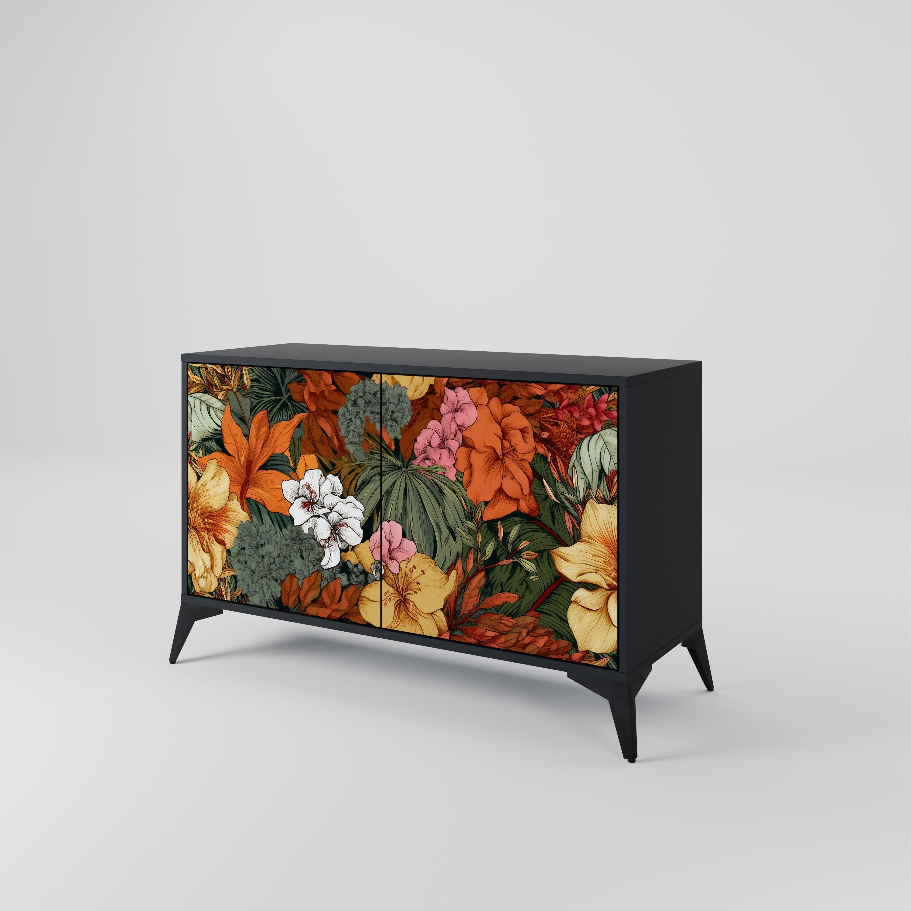 Buffet 2 portes RADIANT FLORA finition noire