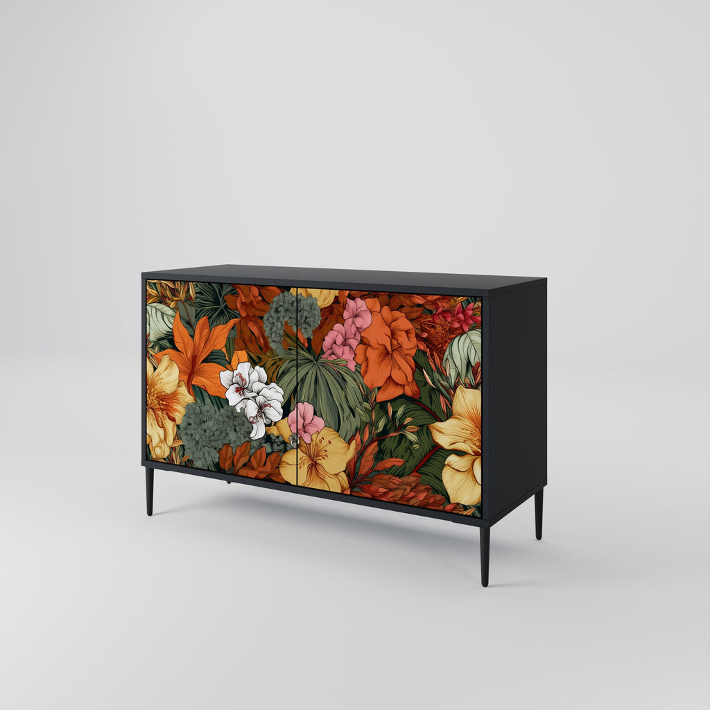 Buffet 2 portes RADIANT FLORA finition noire