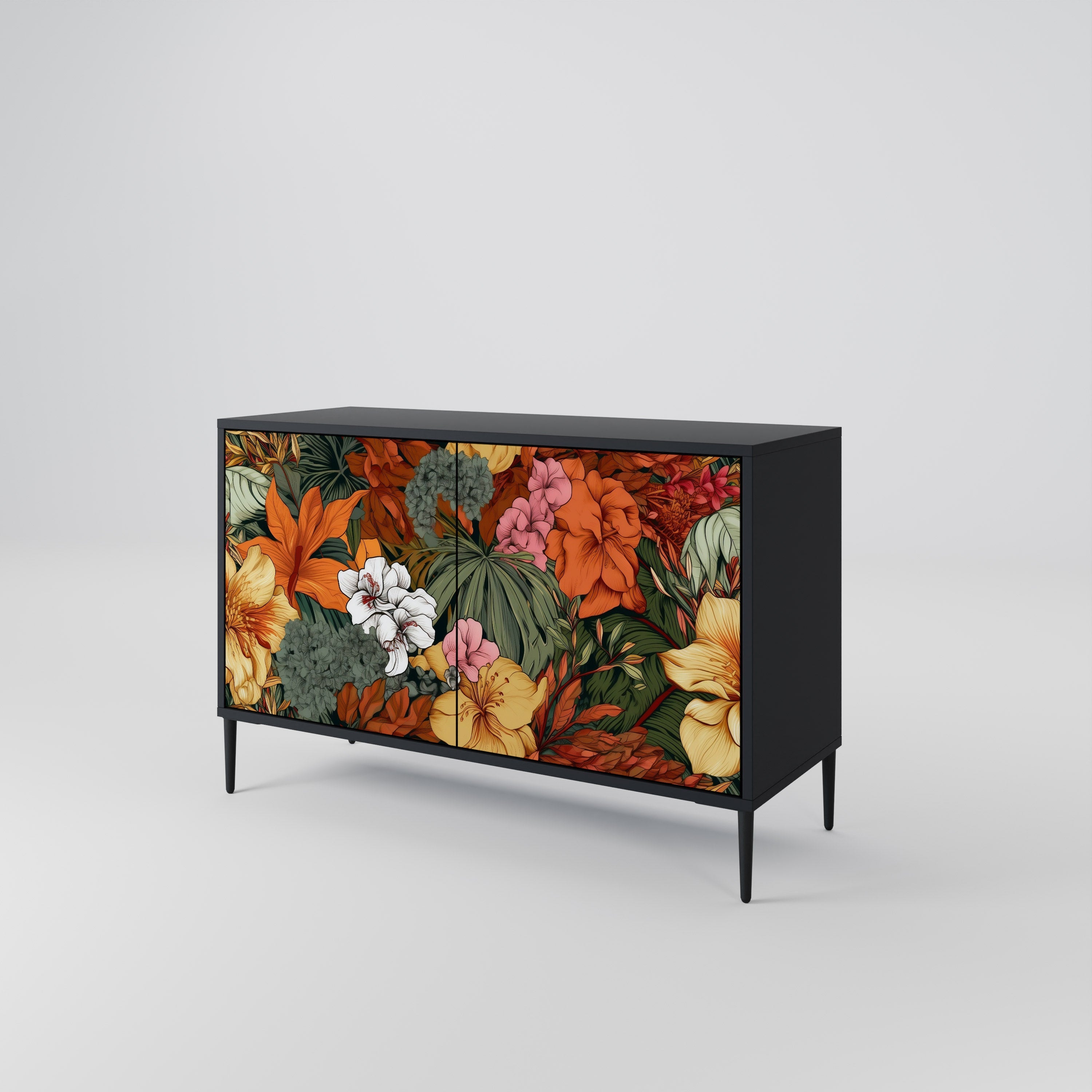 Buffet 2 portes RADIANT FLORA finition noire