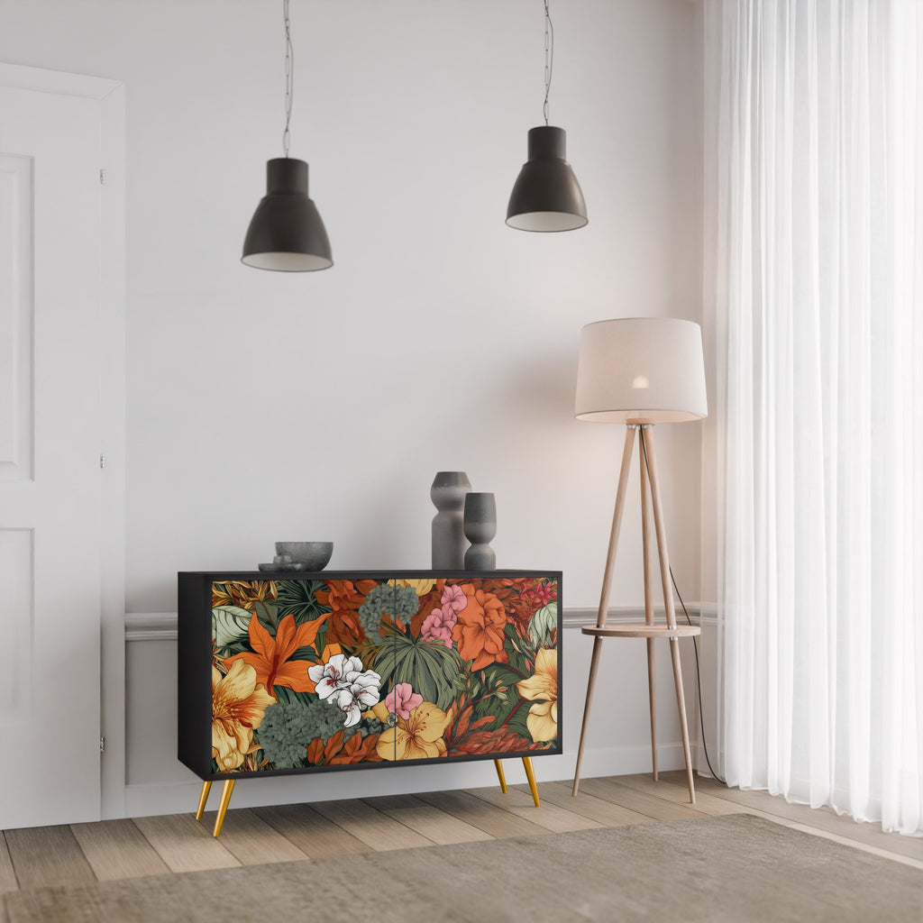 Buffet 2 portes RADIANT FLORA finition noire