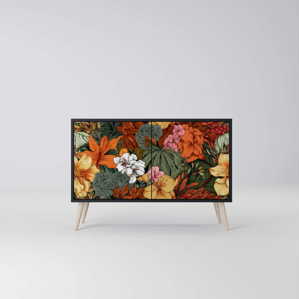 Buffet 2 portes RADIANT FLORA finition noire