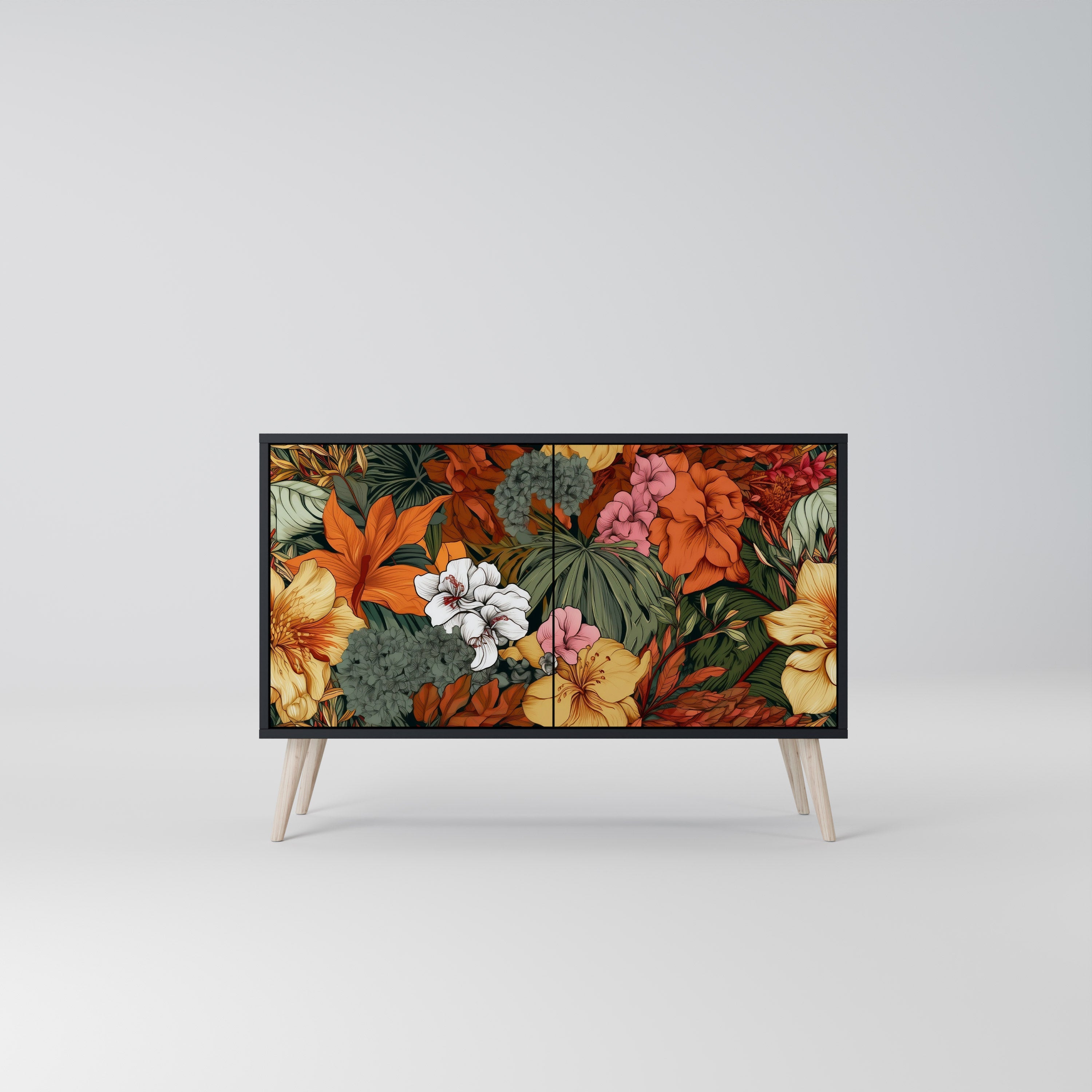 Buffet 2 portes RADIANT FLORA finition noire