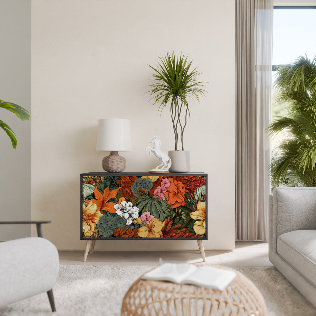 Buffet 2 portes RADIANT FLORA finition noire