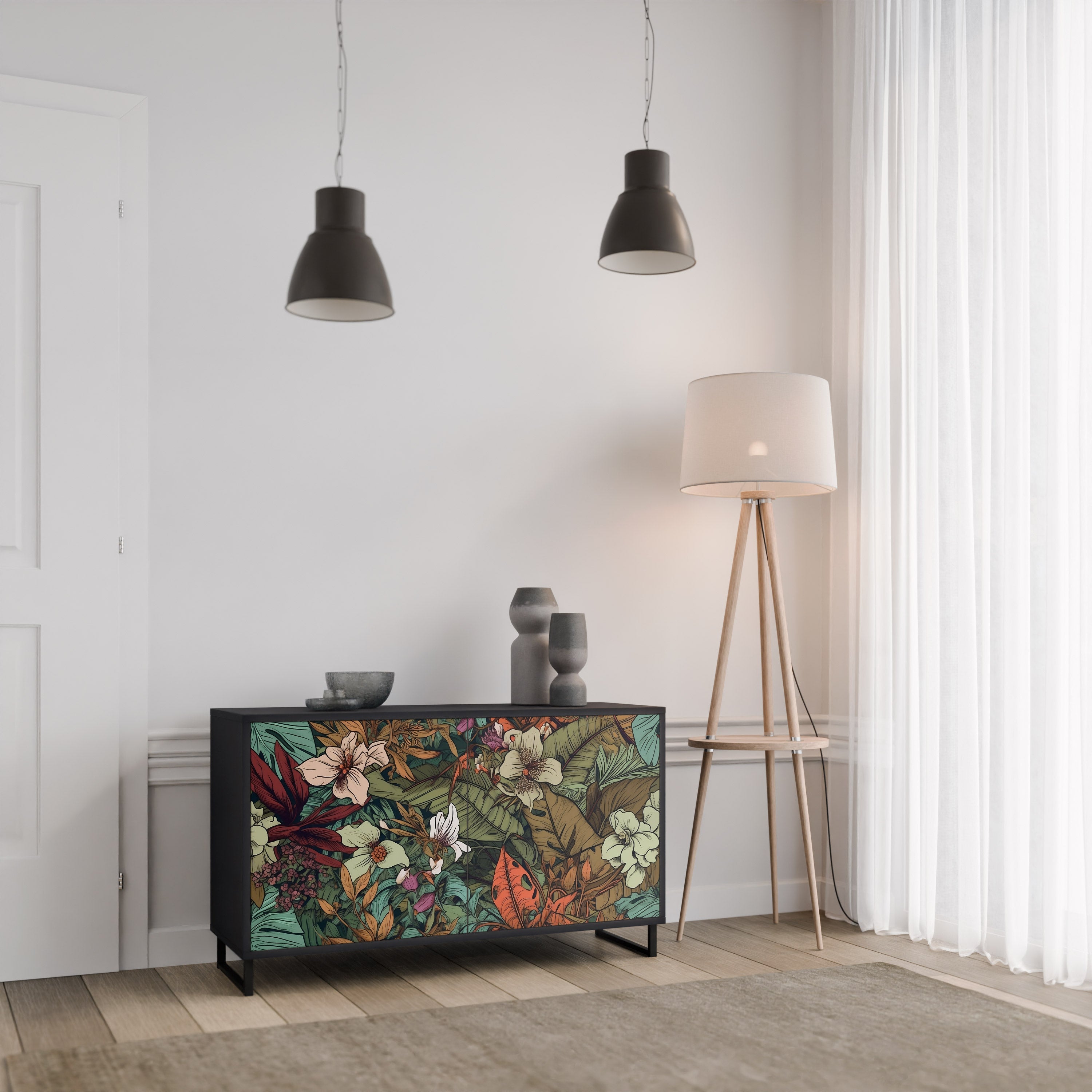 Buffet 2 portes BOTANICAL EMERGENCE finition noire