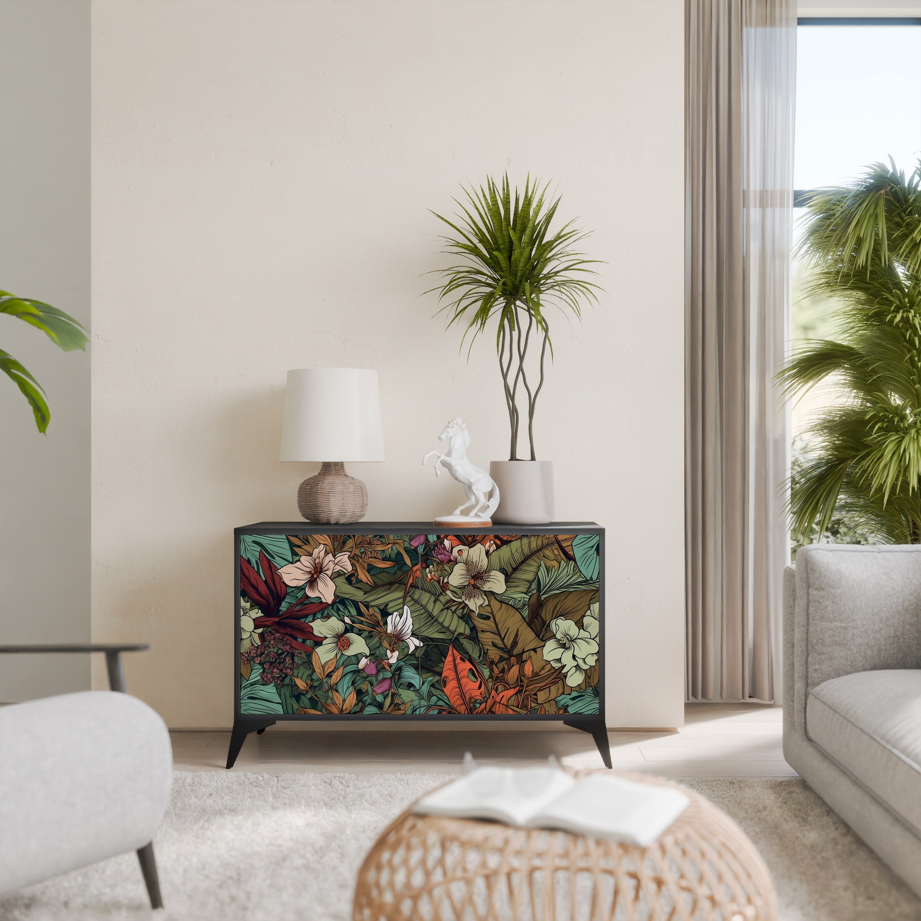 Buffet 2 portes BOTANICAL EMERGENCE finition noire