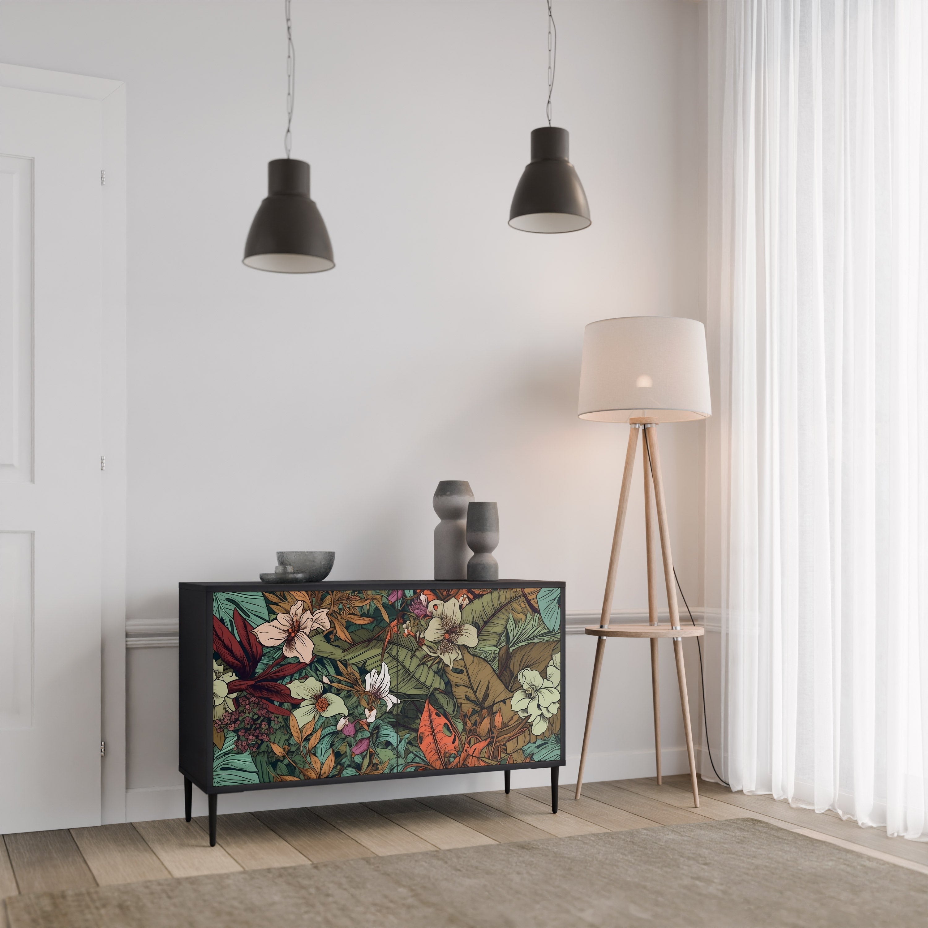 Buffet 2 portes BOTANICAL EMERGENCE finition noire