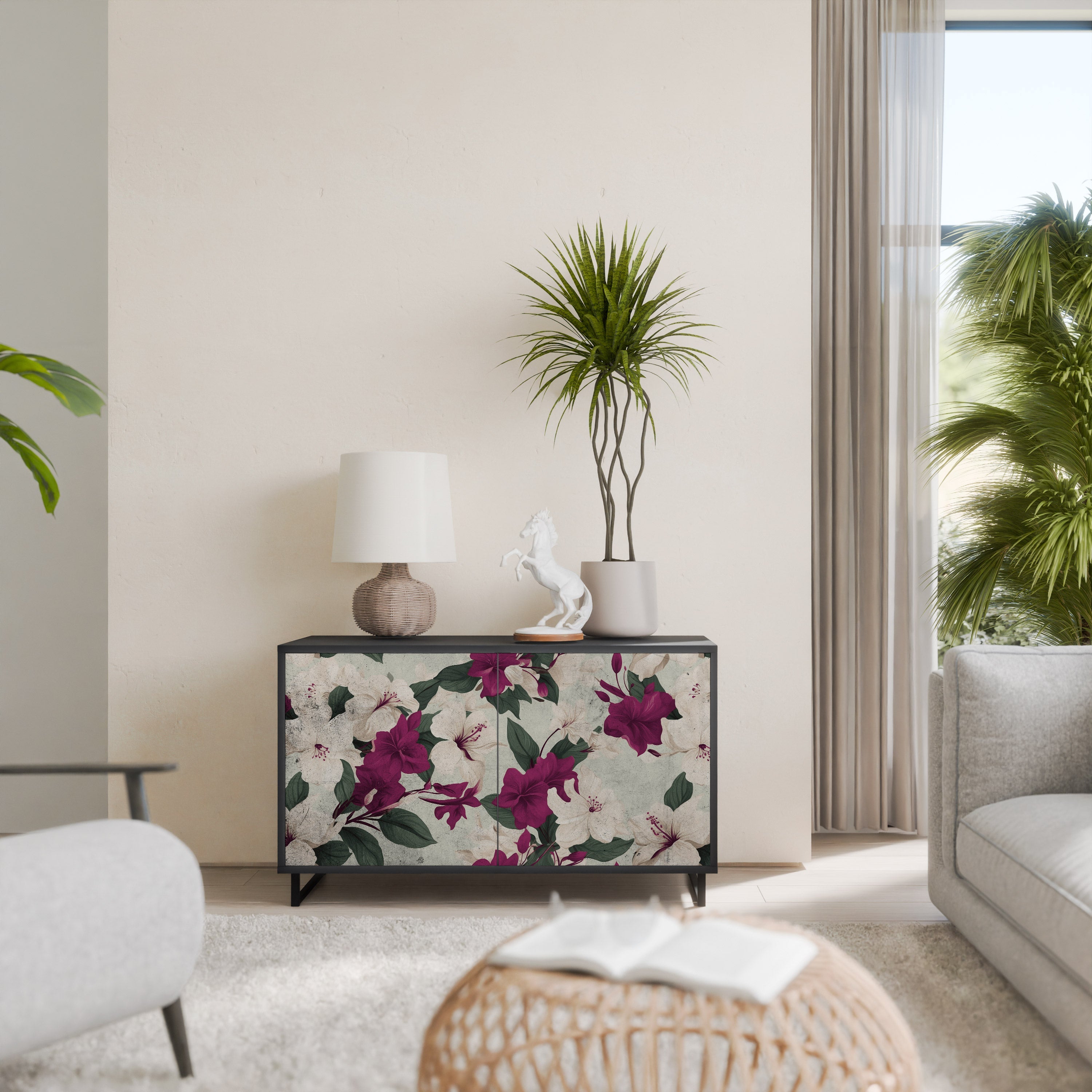 Buffet 2 portes FLOWERET DREAM finition noire