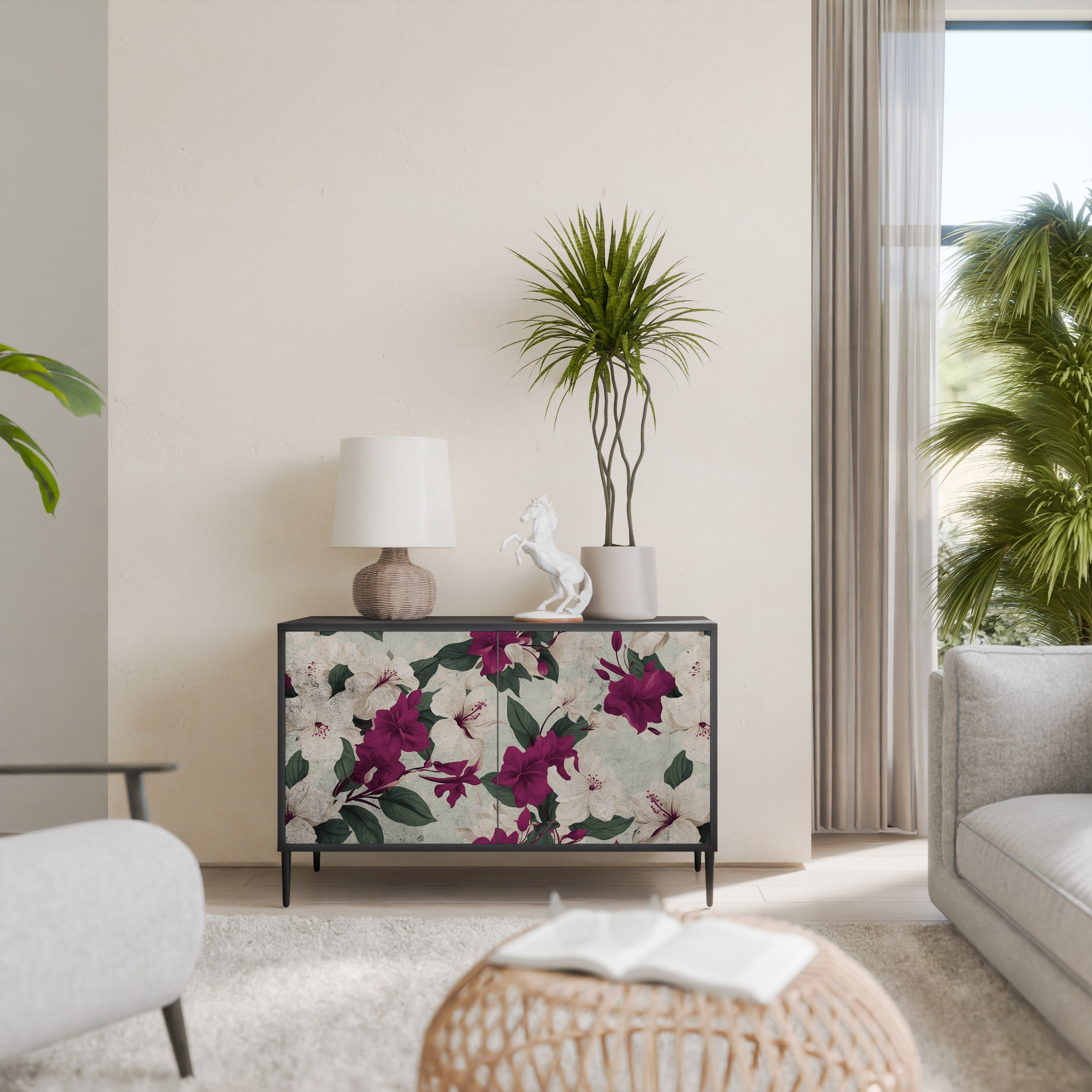 Buffet 2 portes FLOWERET DREAM finition noire