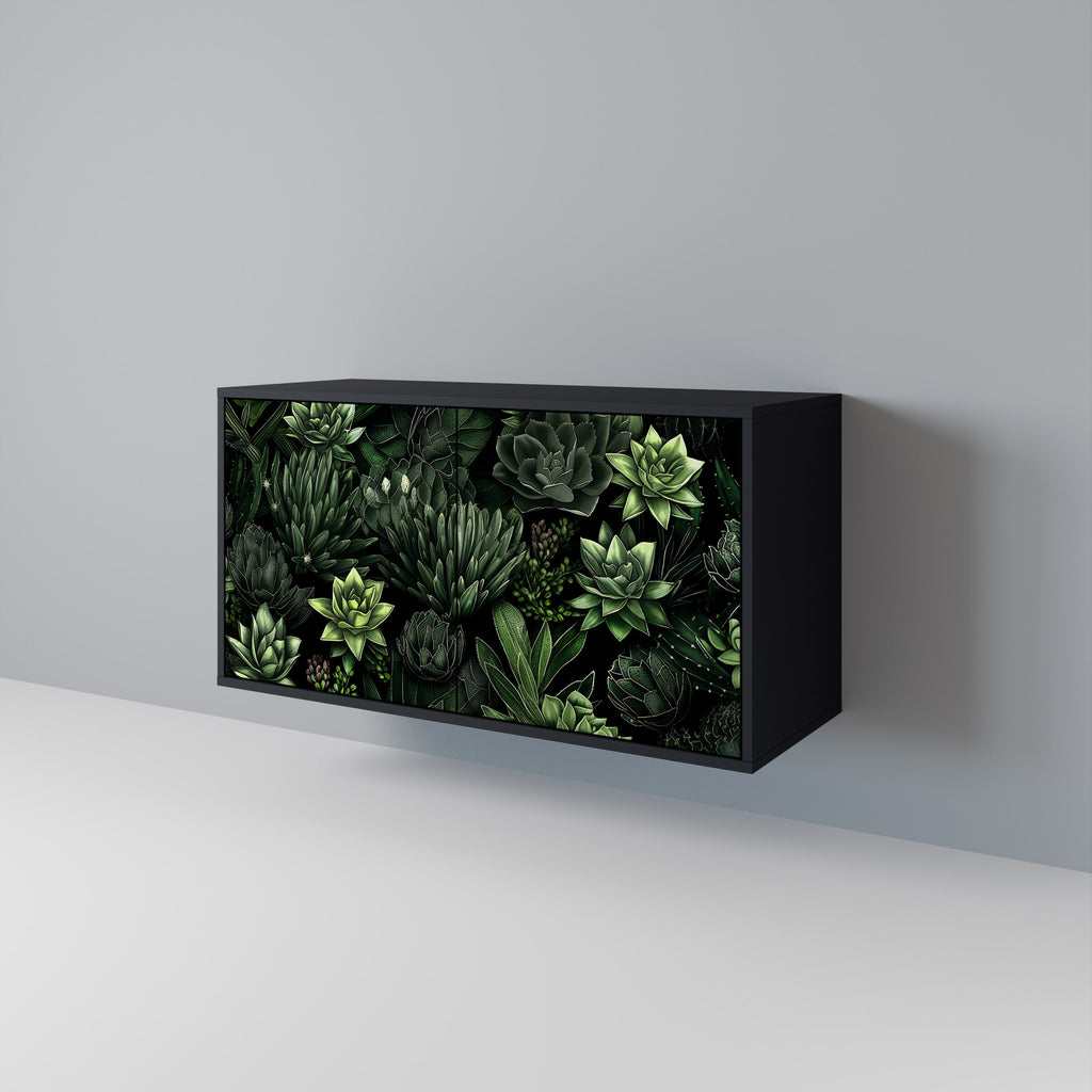 Buffet 2 portes SUCCULENT JUNGLE finition noire
