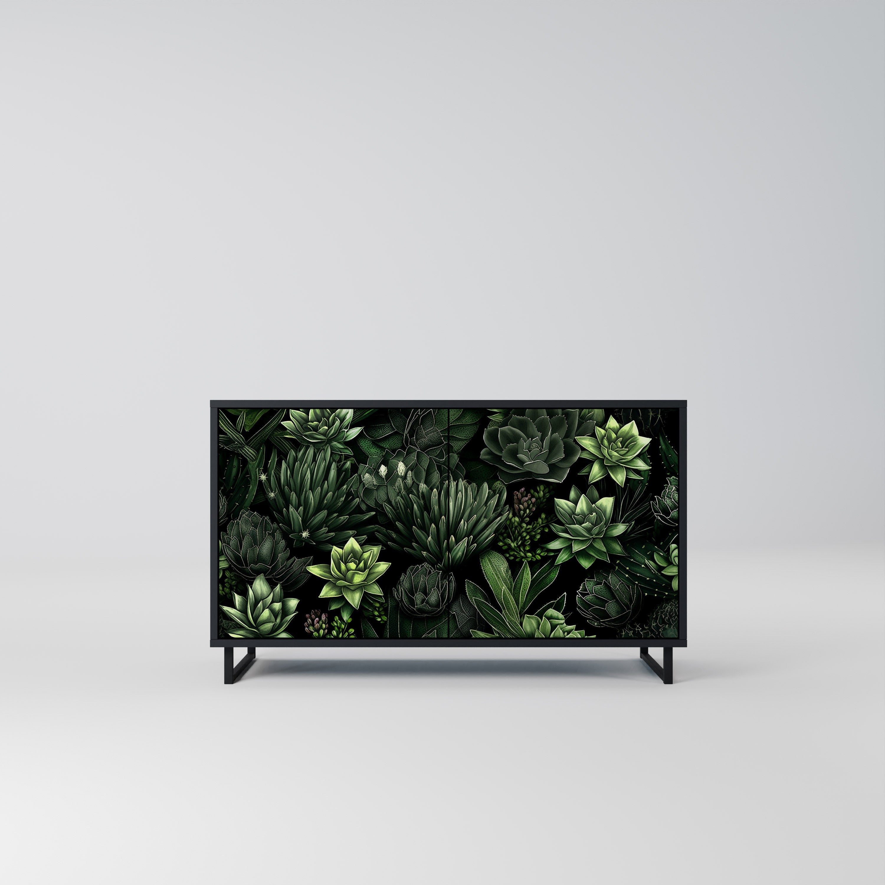 Buffet 2 portes SUCCULENT JUNGLE finition noire