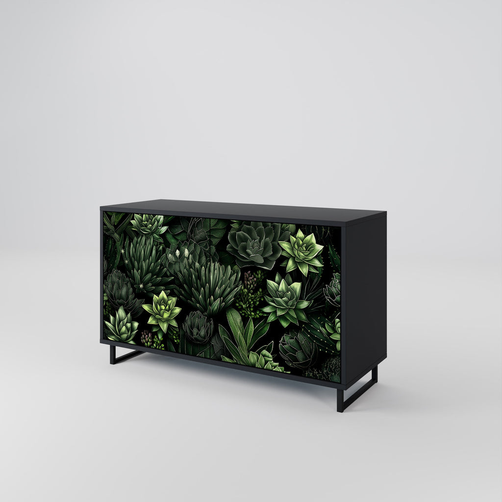 Buffet 2 portes SUCCULENT JUNGLE finition noire