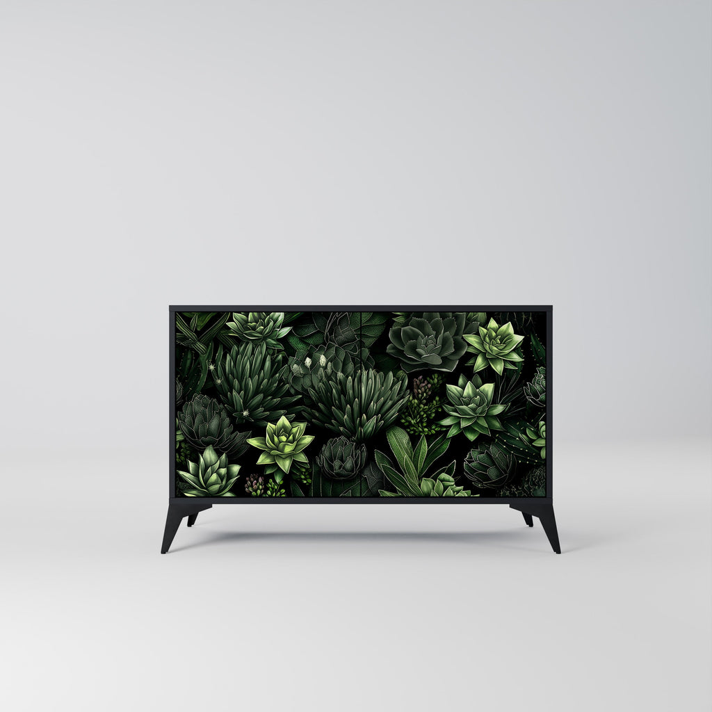 Buffet 2 portes SUCCULENT JUNGLE finition noire