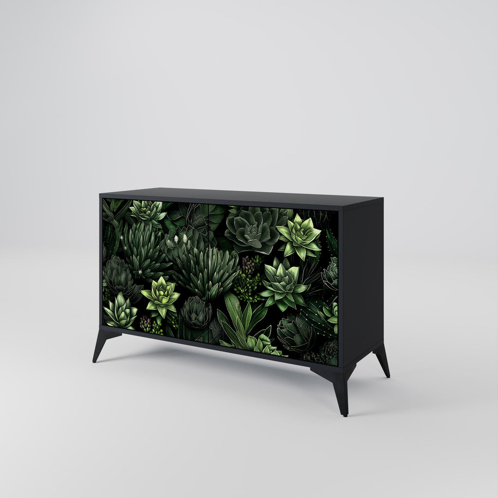 Buffet 2 portes SUCCULENT JUNGLE finition noire