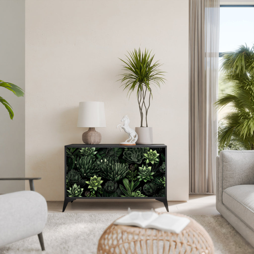 Buffet 2 portes SUCCULENT JUNGLE finition noire