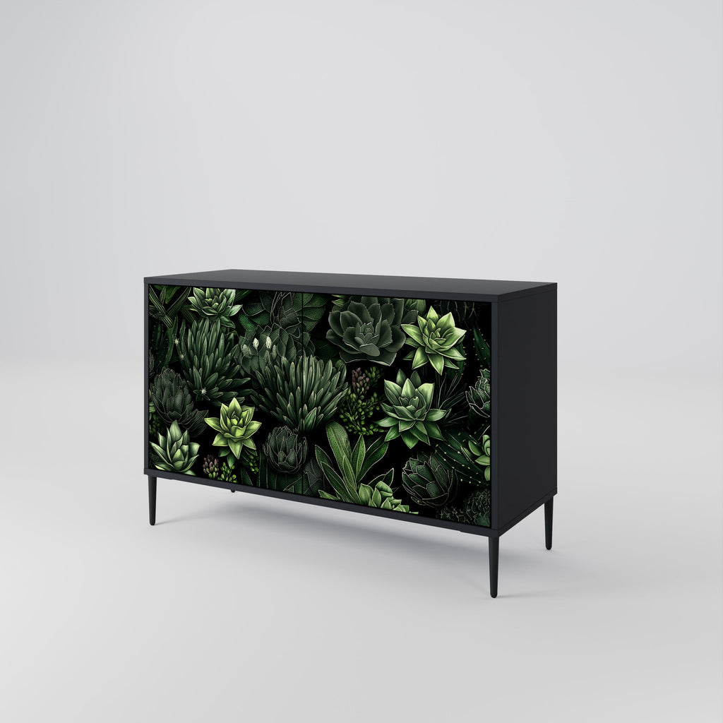 Buffet 2 portes SUCCULENT JUNGLE finition noire