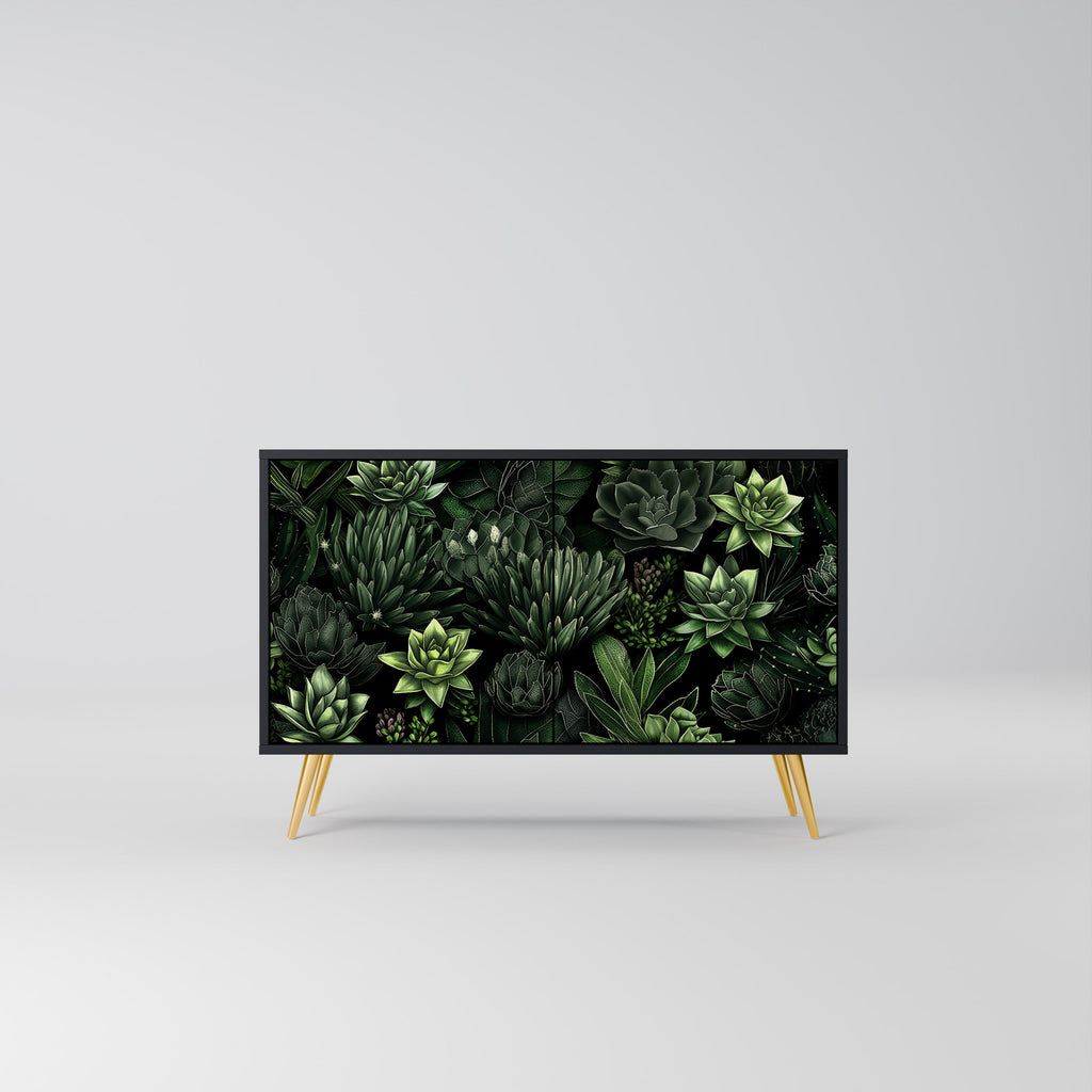 Buffet 2 portes SUCCULENT JUNGLE finition noire