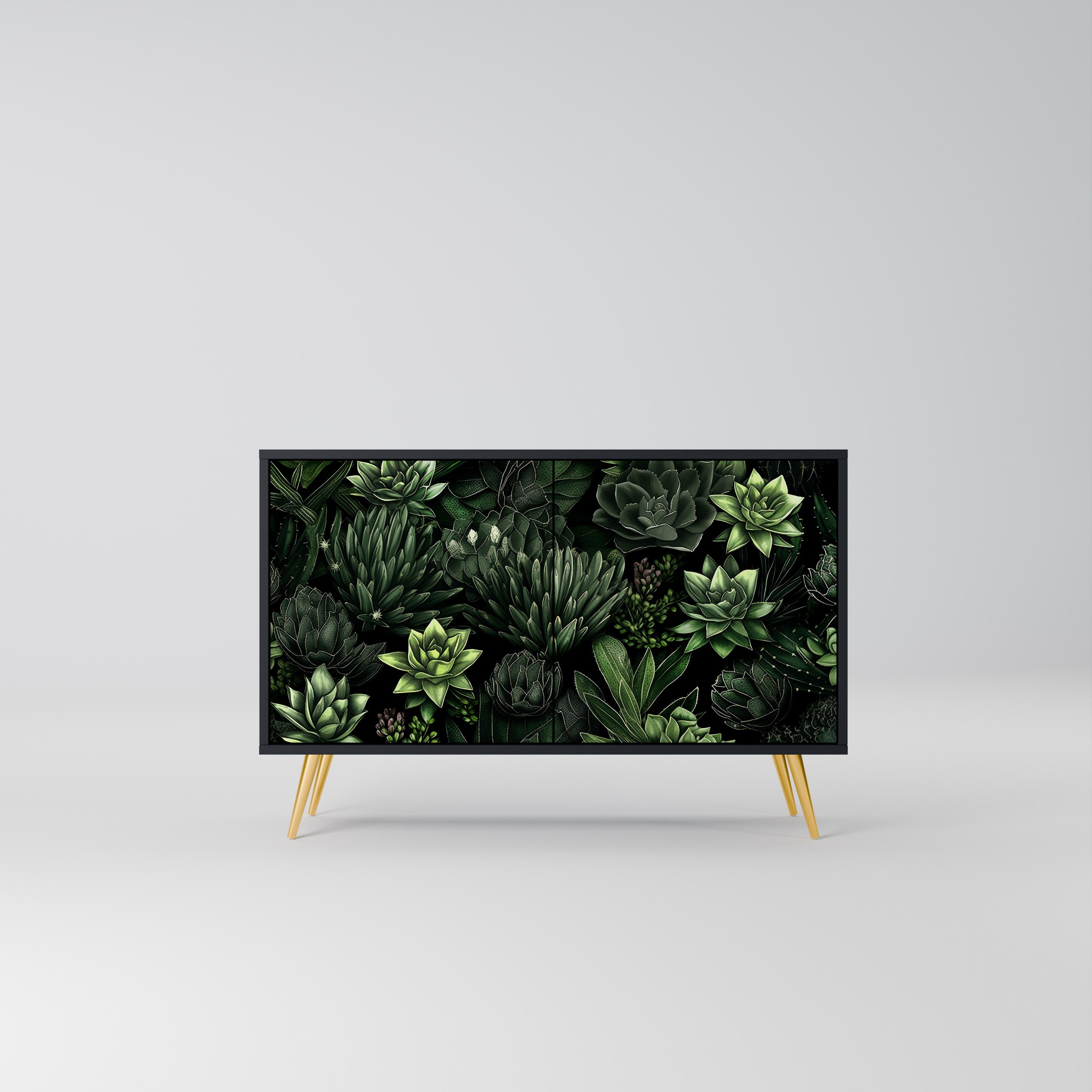 Buffet 2 portes SUCCULENT JUNGLE finition noire
