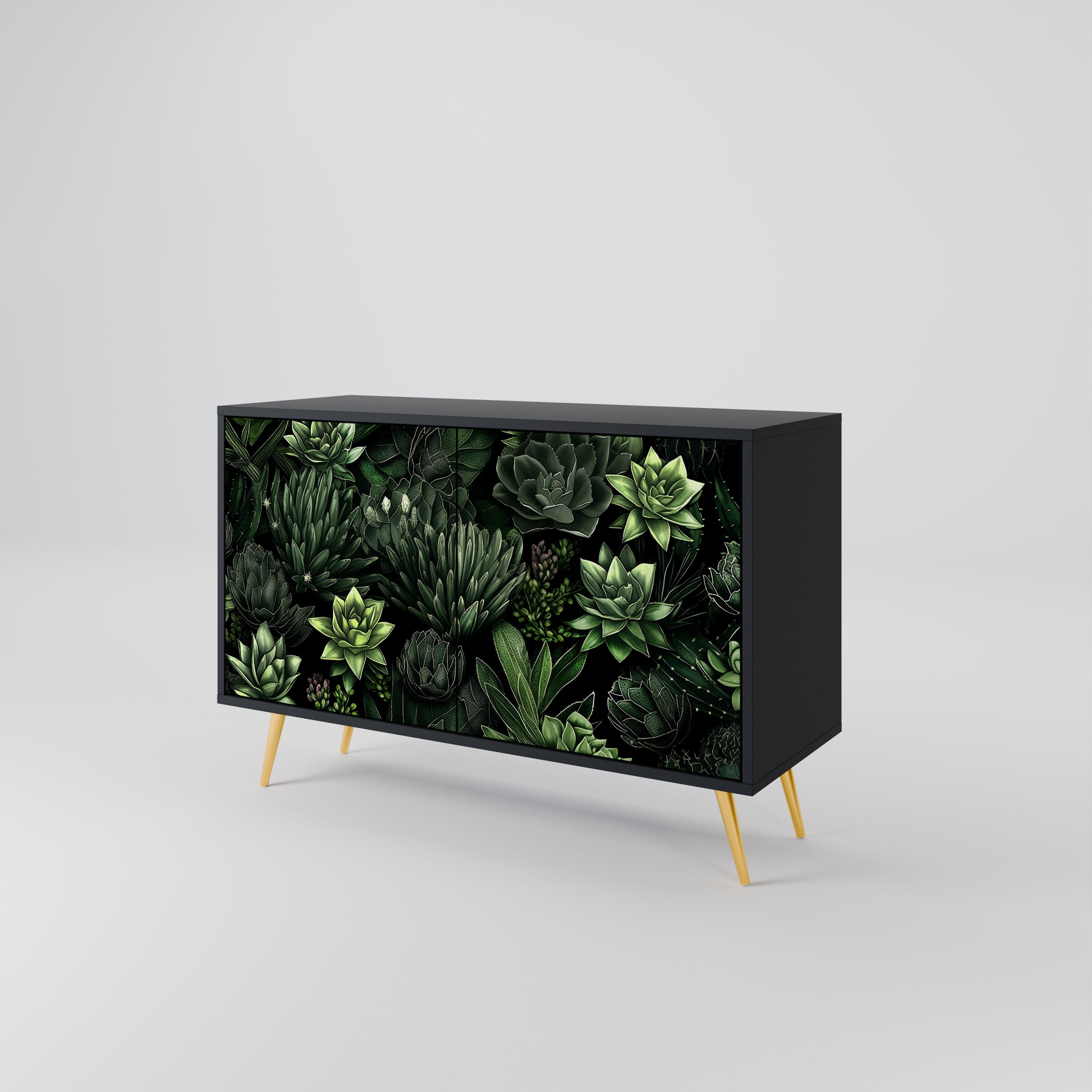Buffet 2 portes SUCCULENT JUNGLE finition noire
