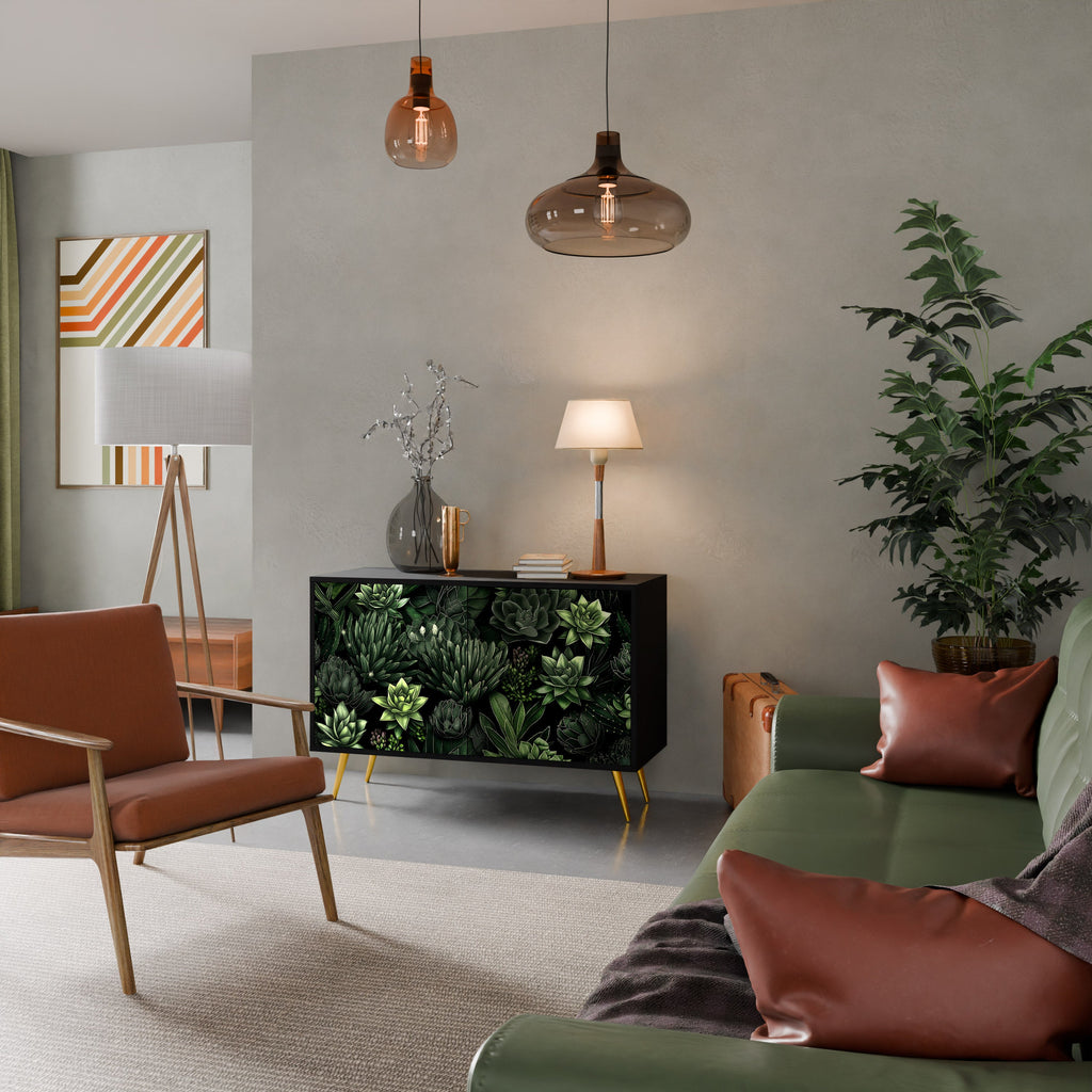 Buffet 2 portes SUCCULENT JUNGLE finition noire