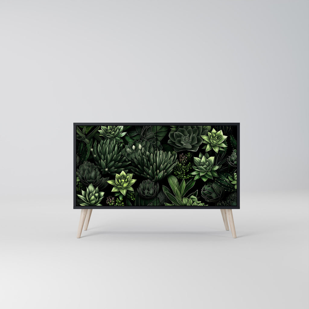 Buffet 2 portes SUCCULENT JUNGLE finition noire