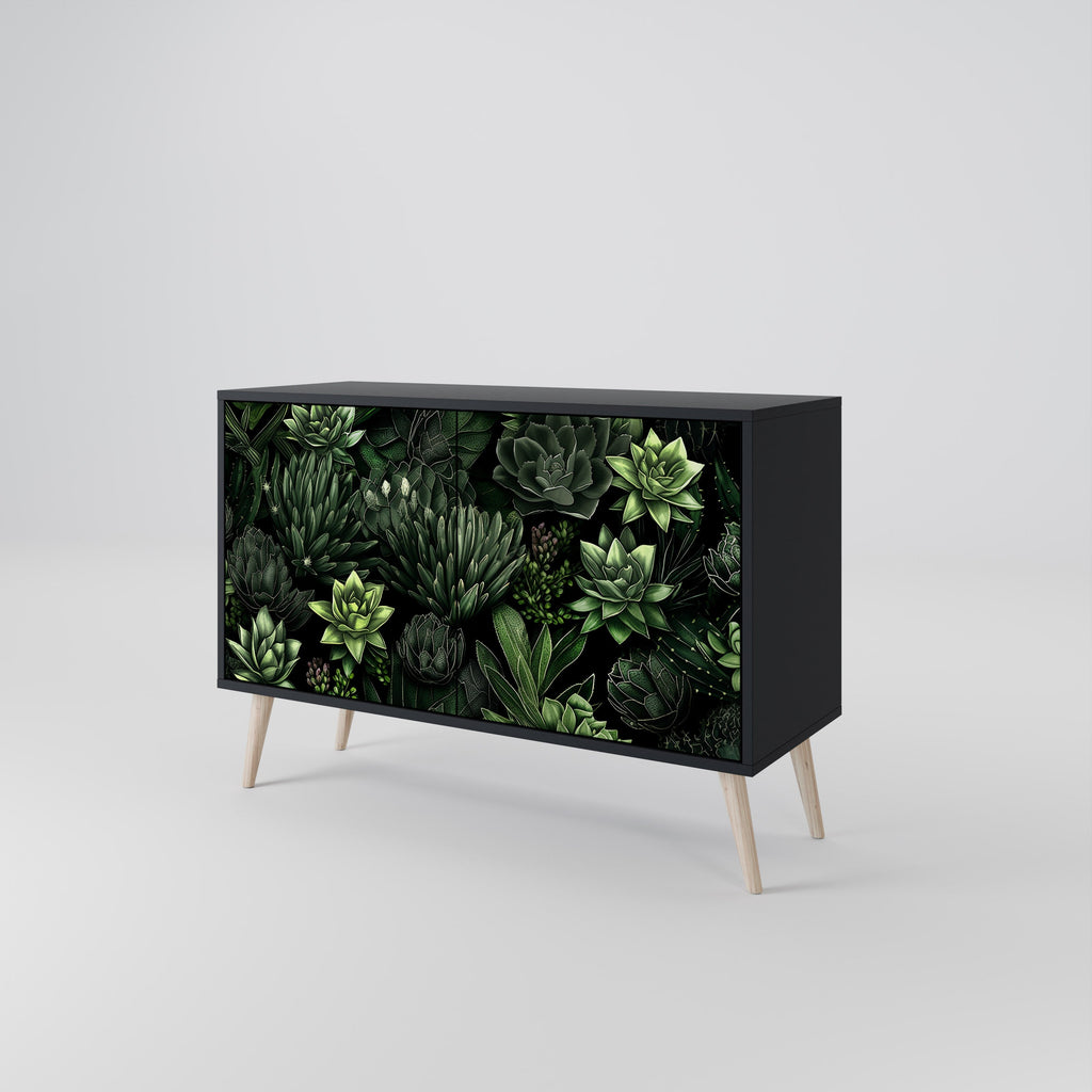 Buffet 2 portes SUCCULENT JUNGLE finition noire
