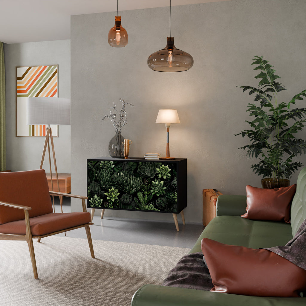 Buffet 2 portes SUCCULENT JUNGLE finition noire