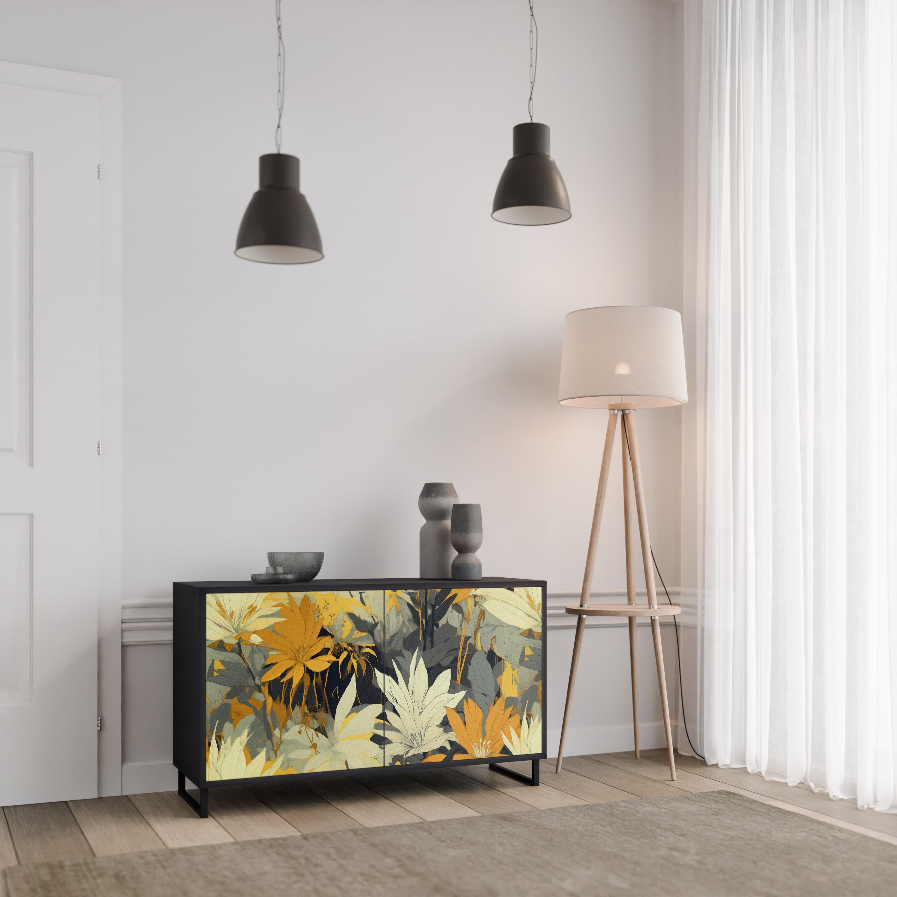 Buffet 2 portes SUNKISSED LILY finition noire