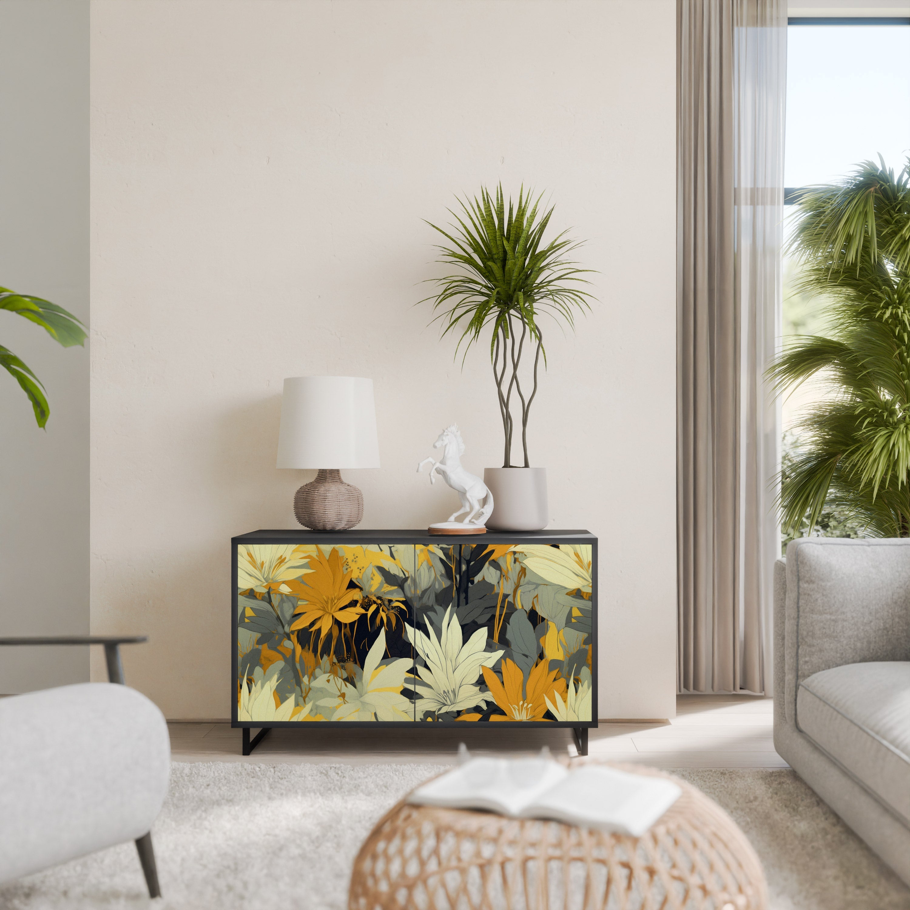 Buffet 2 portes SUNKISSED LILY finition noire