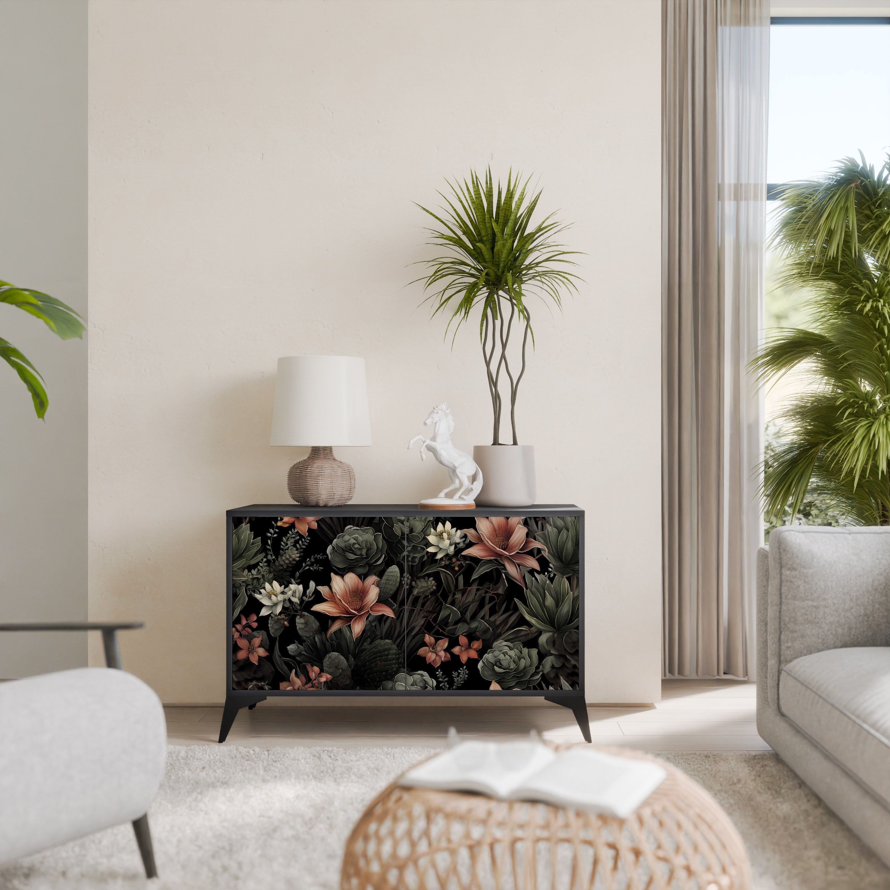 Buffet 2 portes SECRET VERDURE finition noire