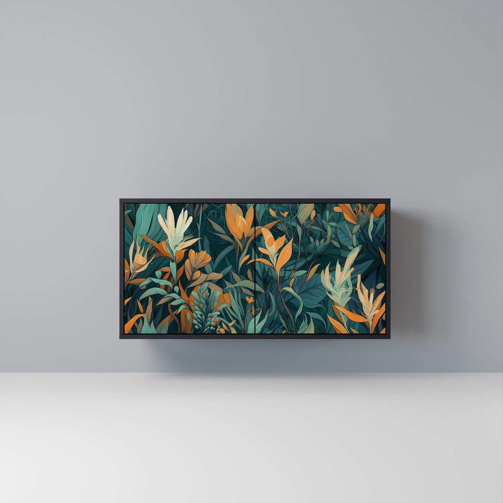 Buffet 2 portes FLORAL SERENITY finition noire