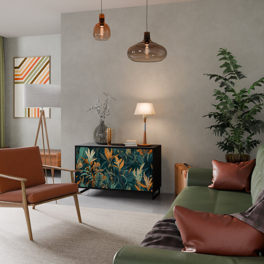 Buffet 2 portes FLORAL SERENITY finition noire