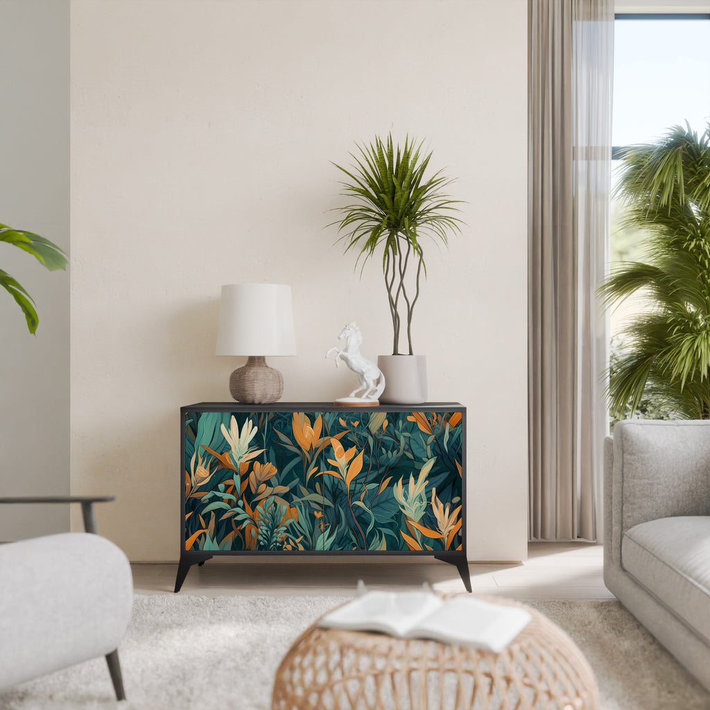 Buffet 2 portes FLORAL SERENITY finition noire