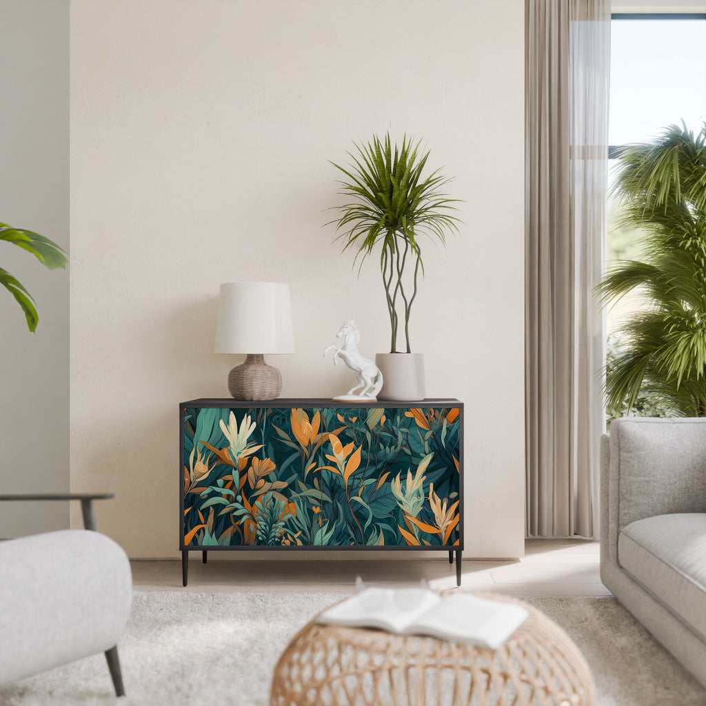 Buffet 2 portes FLORAL SERENITY finition noire