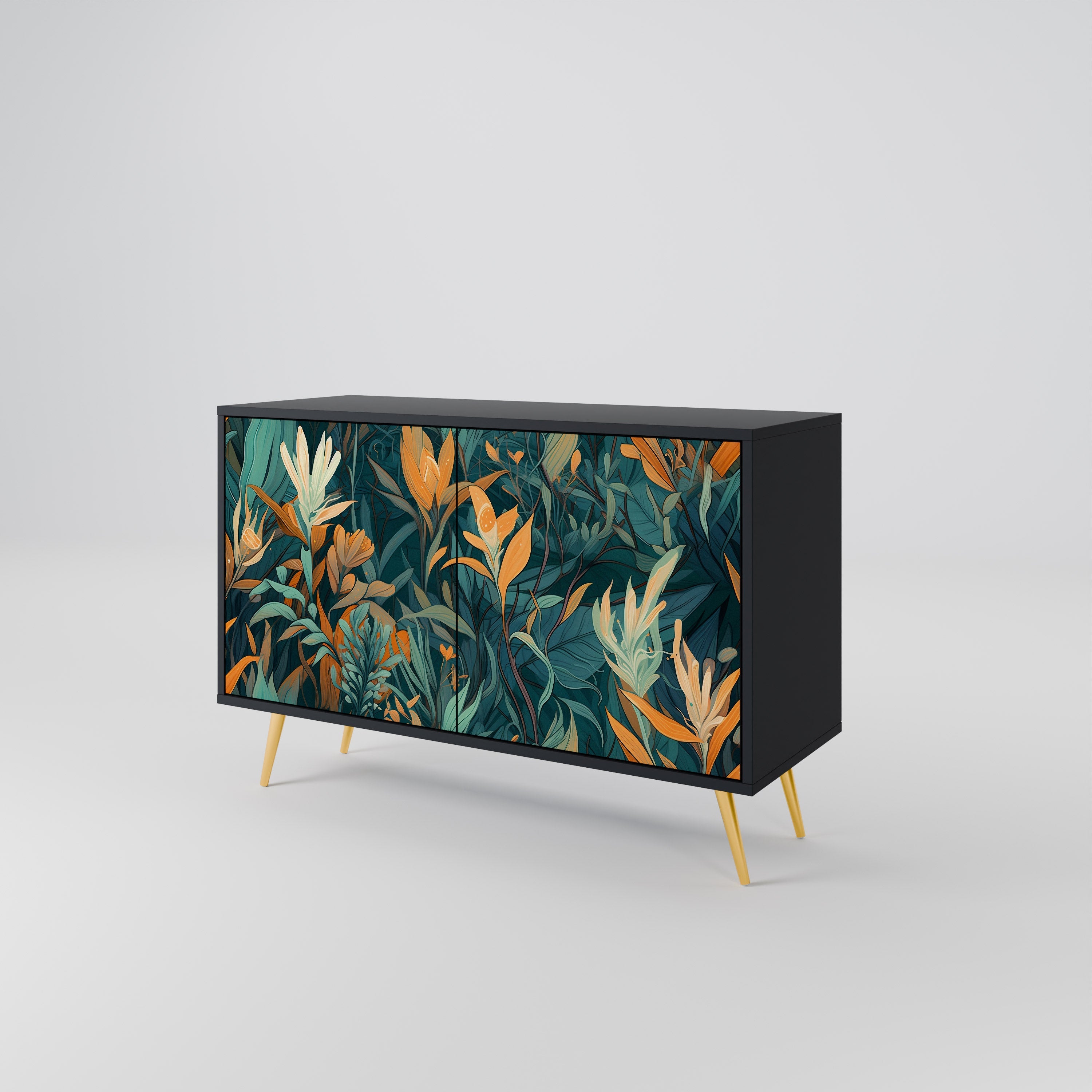 Buffet 2 portes FLORAL SERENITY finition noire