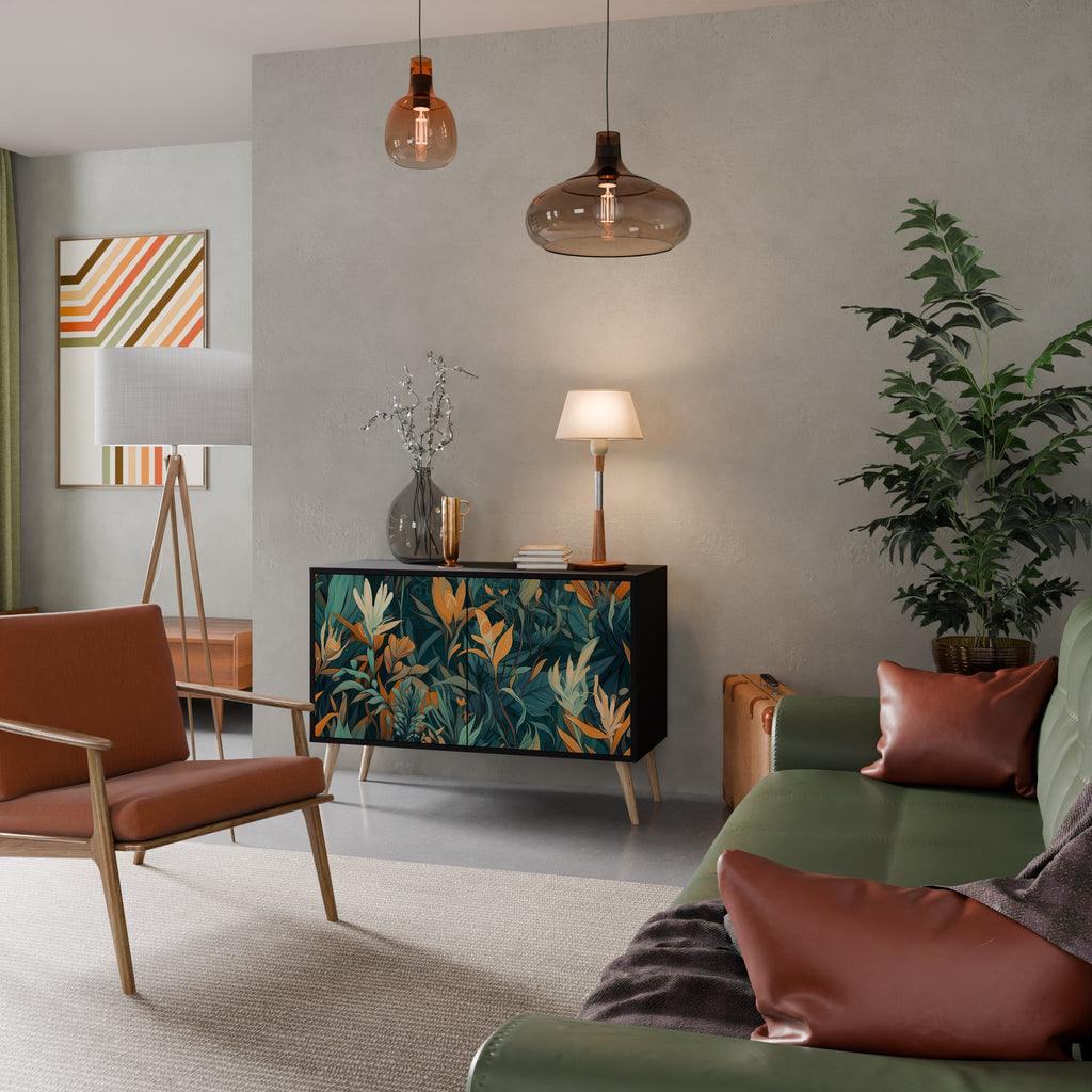 Buffet 2 portes FLORAL SERENITY finition noire