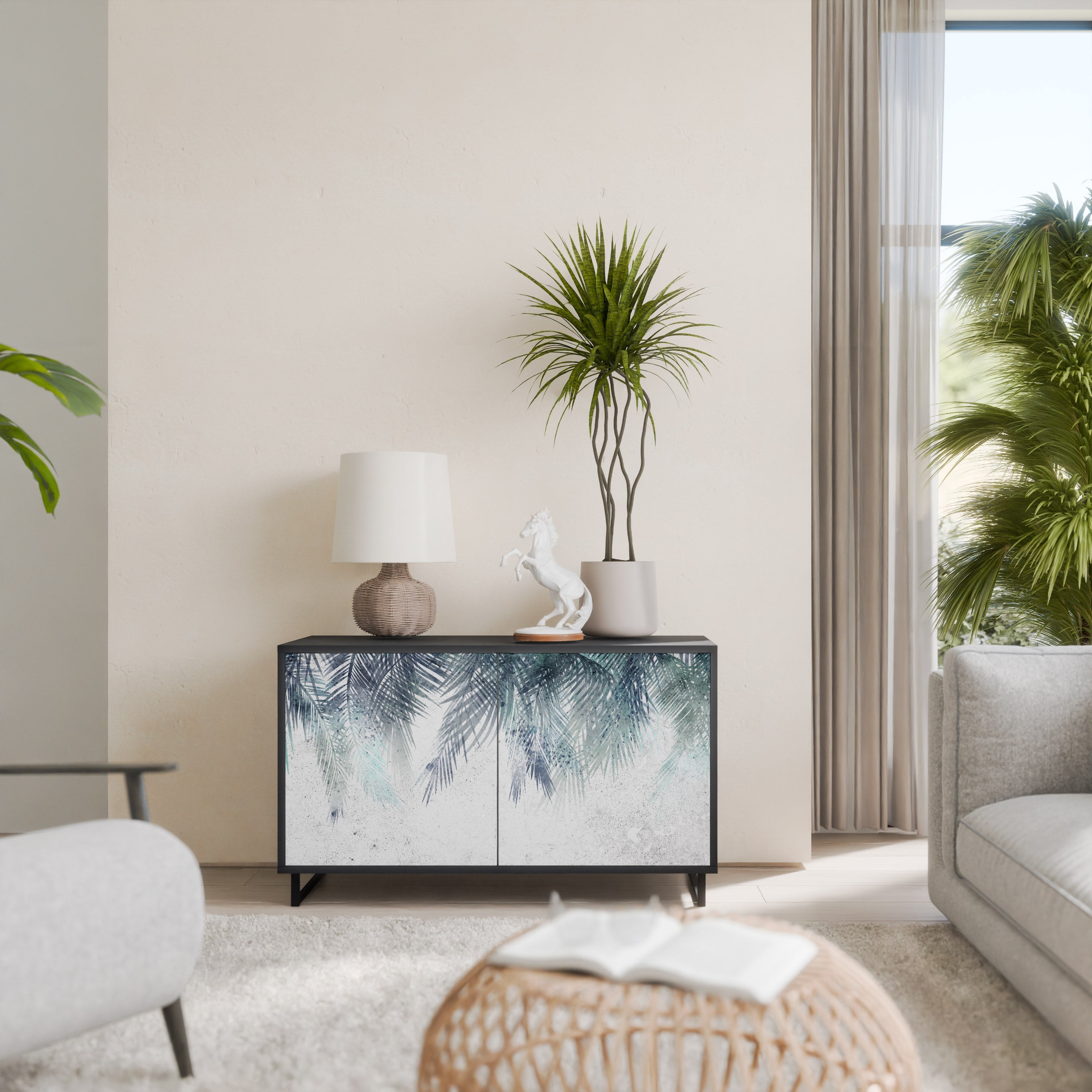Buffet 2 portes PALM VEIL finition noire