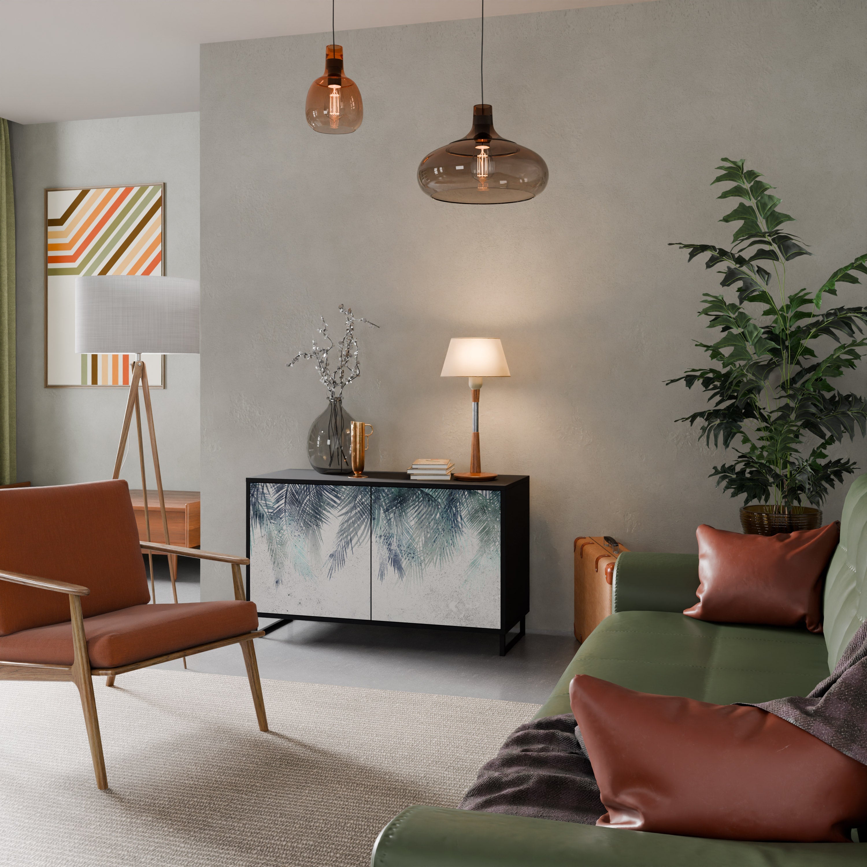 Buffet 2 portes PALM VEIL finition noire